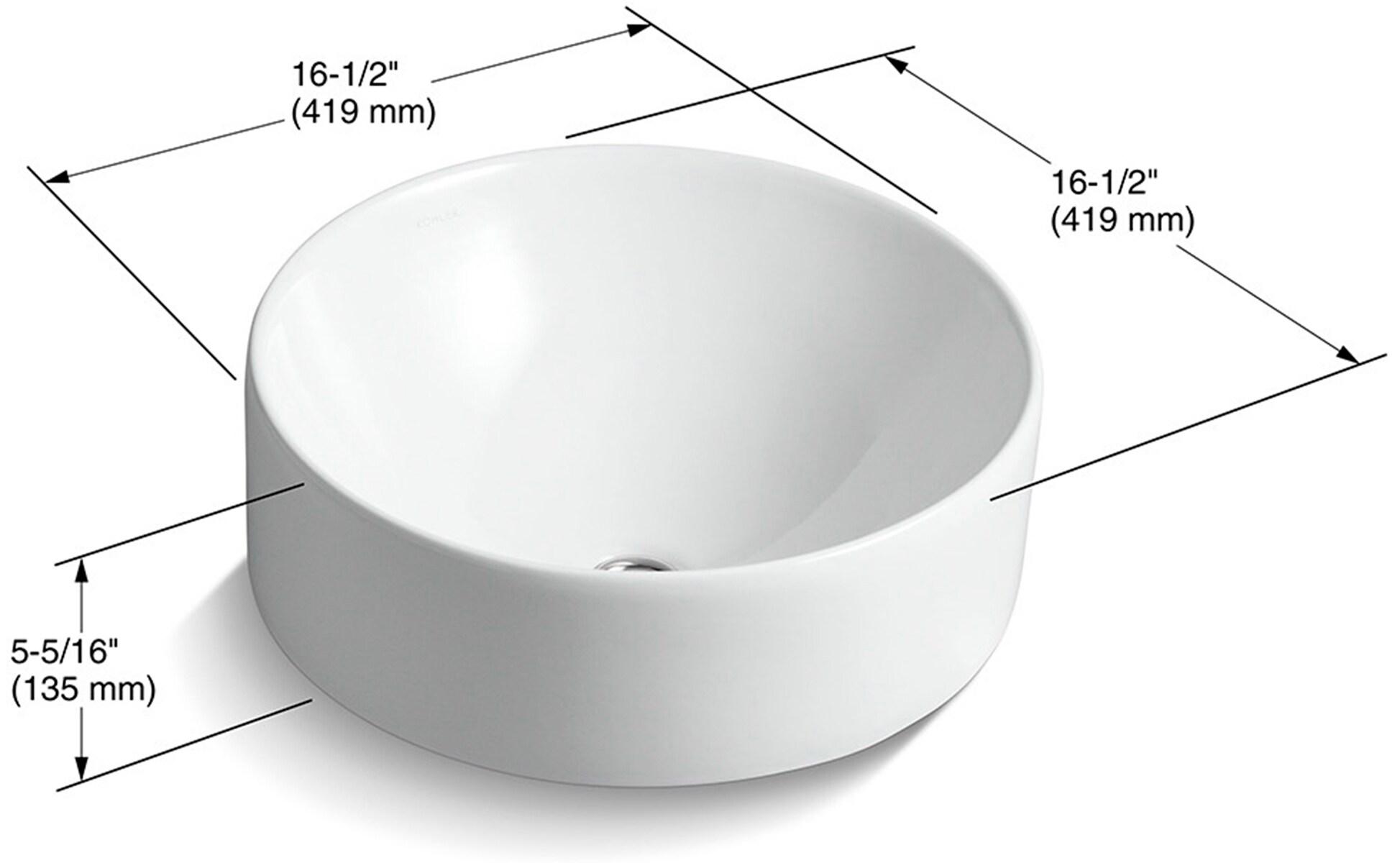 Vox® Vitreous China Circular Vessel Bathroom Sink with Overflow