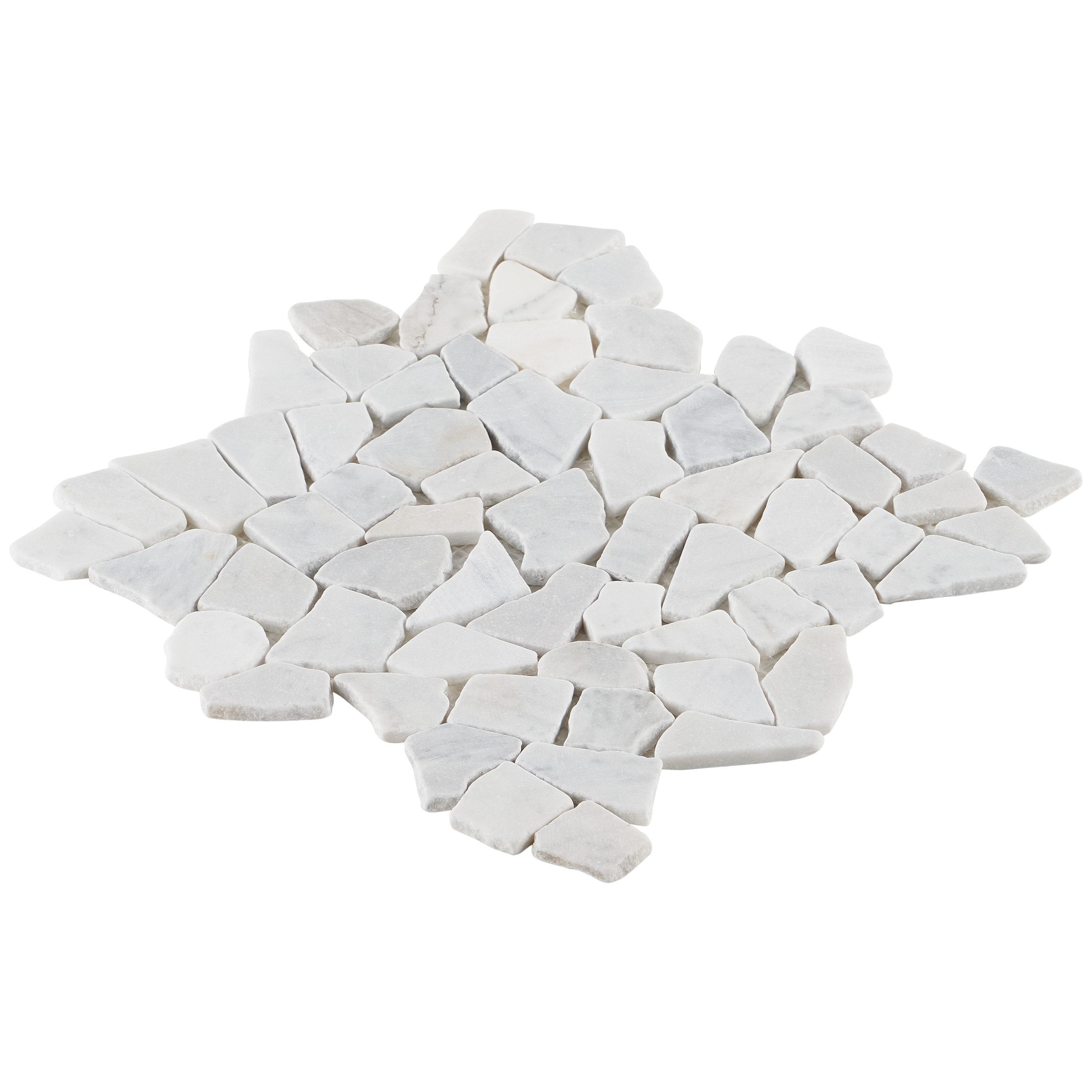 Countryside Carrara Tumbled 11.81 in. x 11.81 in. Natural Marble Floor and Wall Mosaic Tile