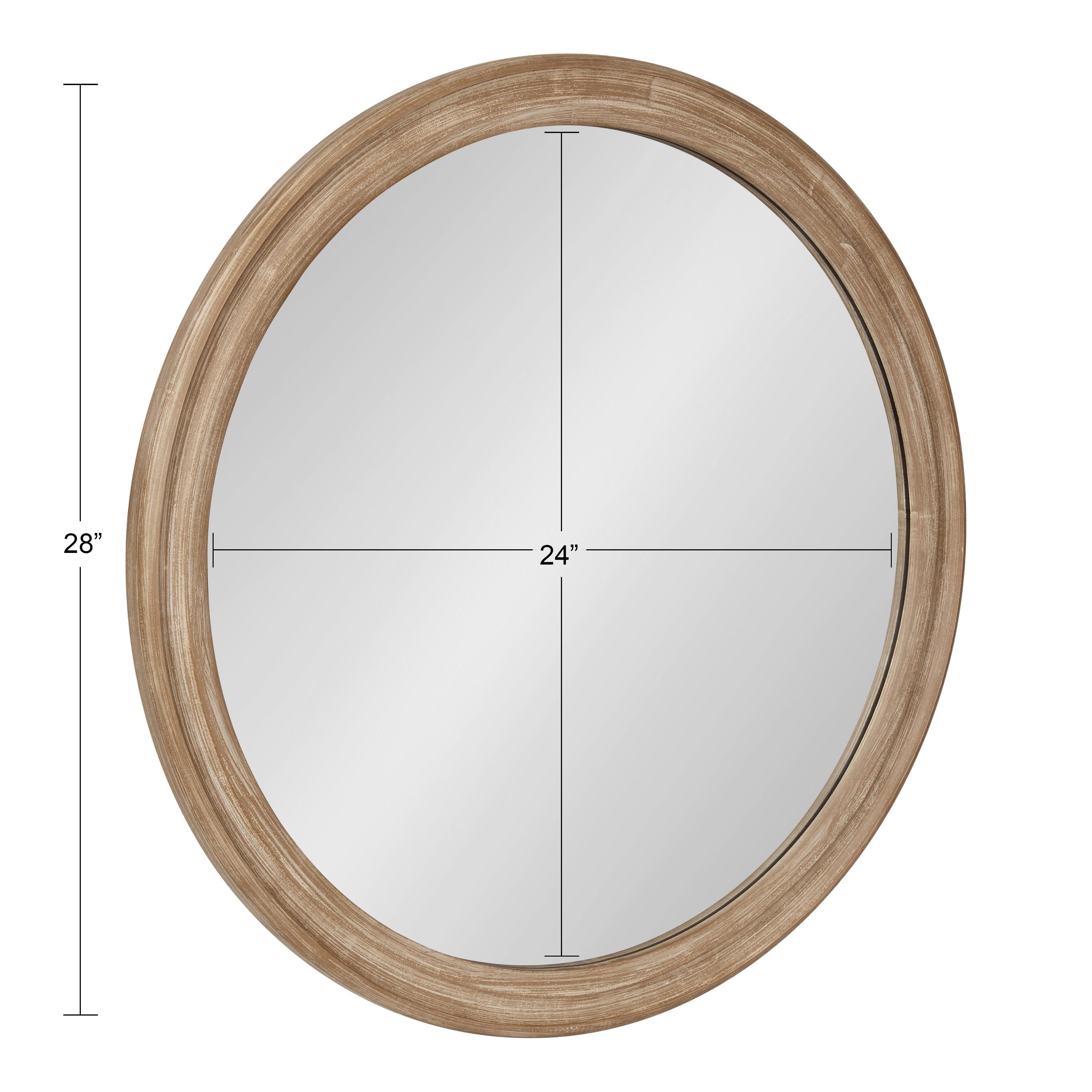 28" Mansell Round Wall Mirror Brown - Kate & Laurel All Things Decor