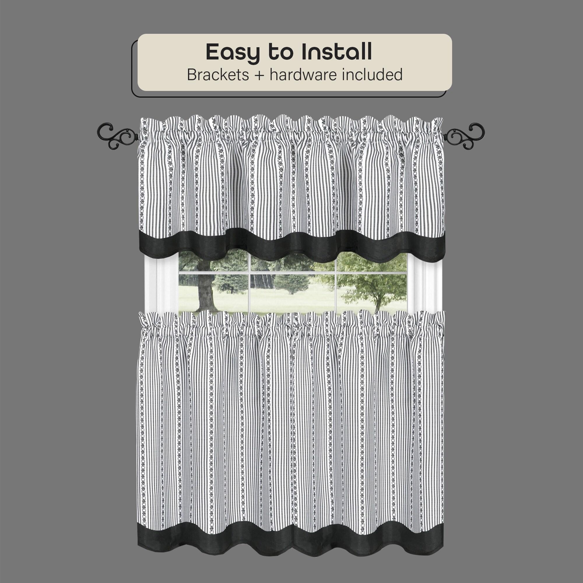 Achim Medley Buono II Decorative Curtain Rod and Finial, 48" - 86", Black