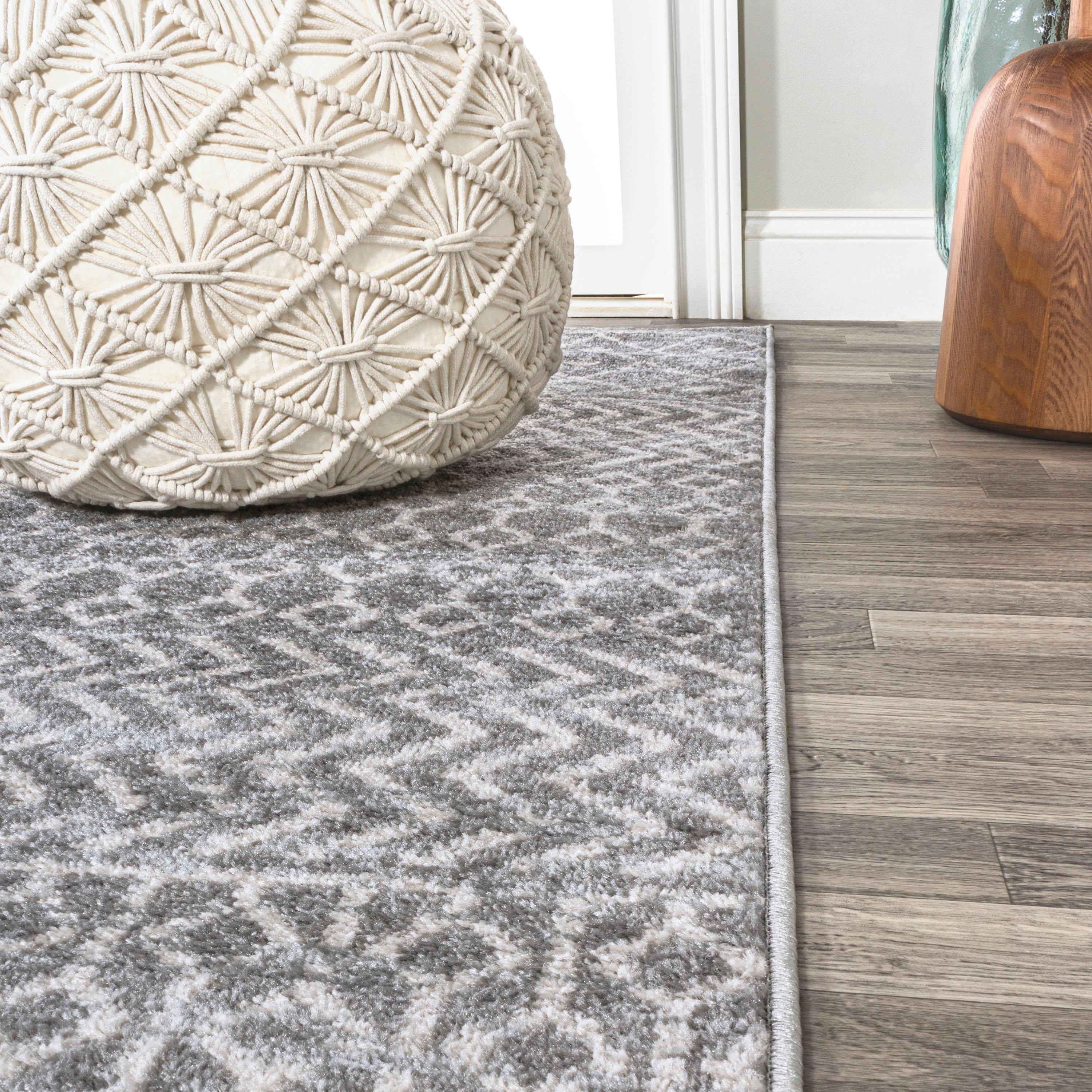 2' x 8' Arta Moroccan Modern Geometric Rug Runner Rug, Gray/Cream - JONATHAN Y