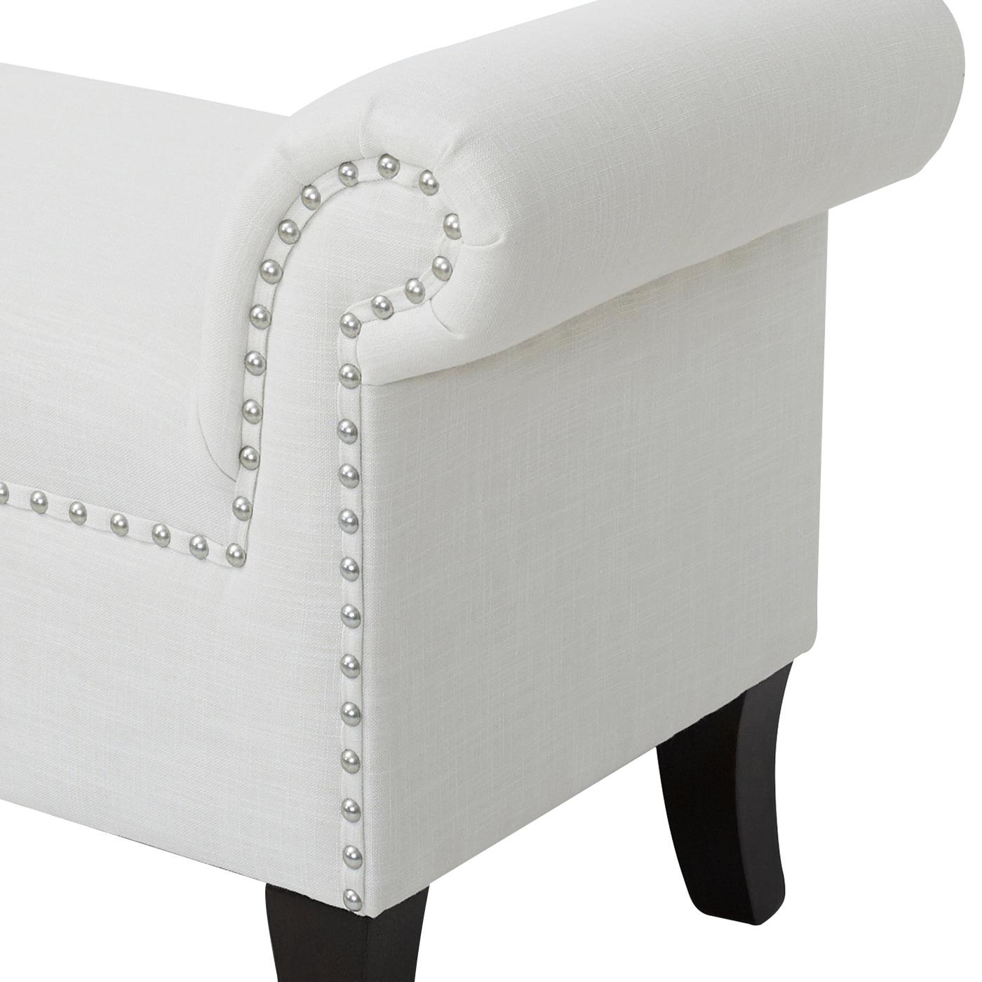 Kathy Roll Arm Entryway Accent Bench Bright White