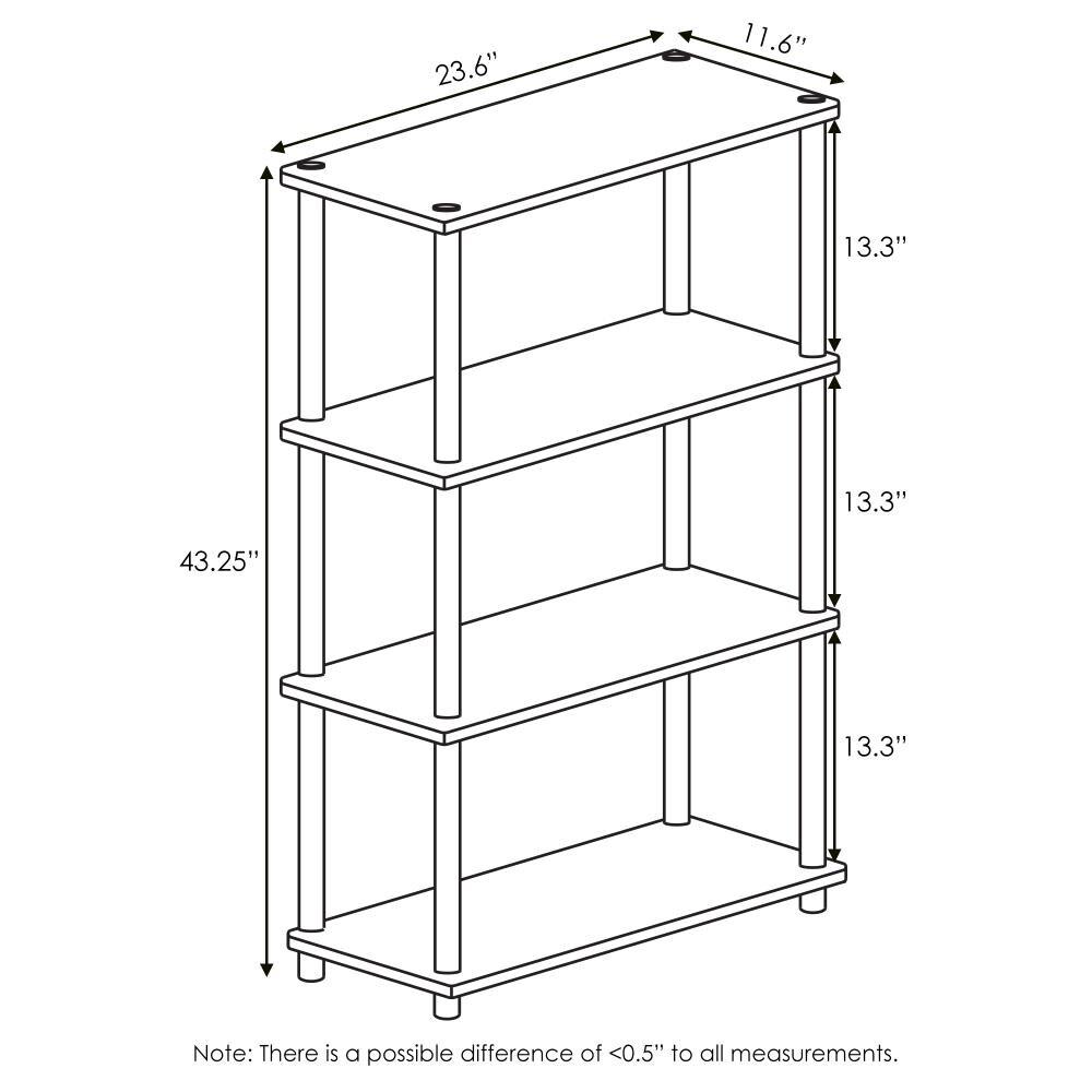 Furinno Turn-N-Tube 23.6 W x 11.4 D x 43.25 H 4-Shelf Decorative Shelves, Walnut and Brown