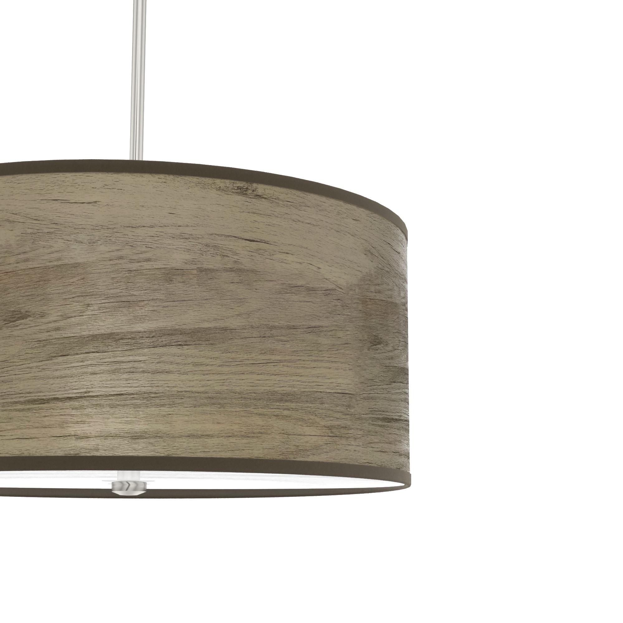 Solhaven Warm Grey Oak Drum Pendant with Nickel Accents