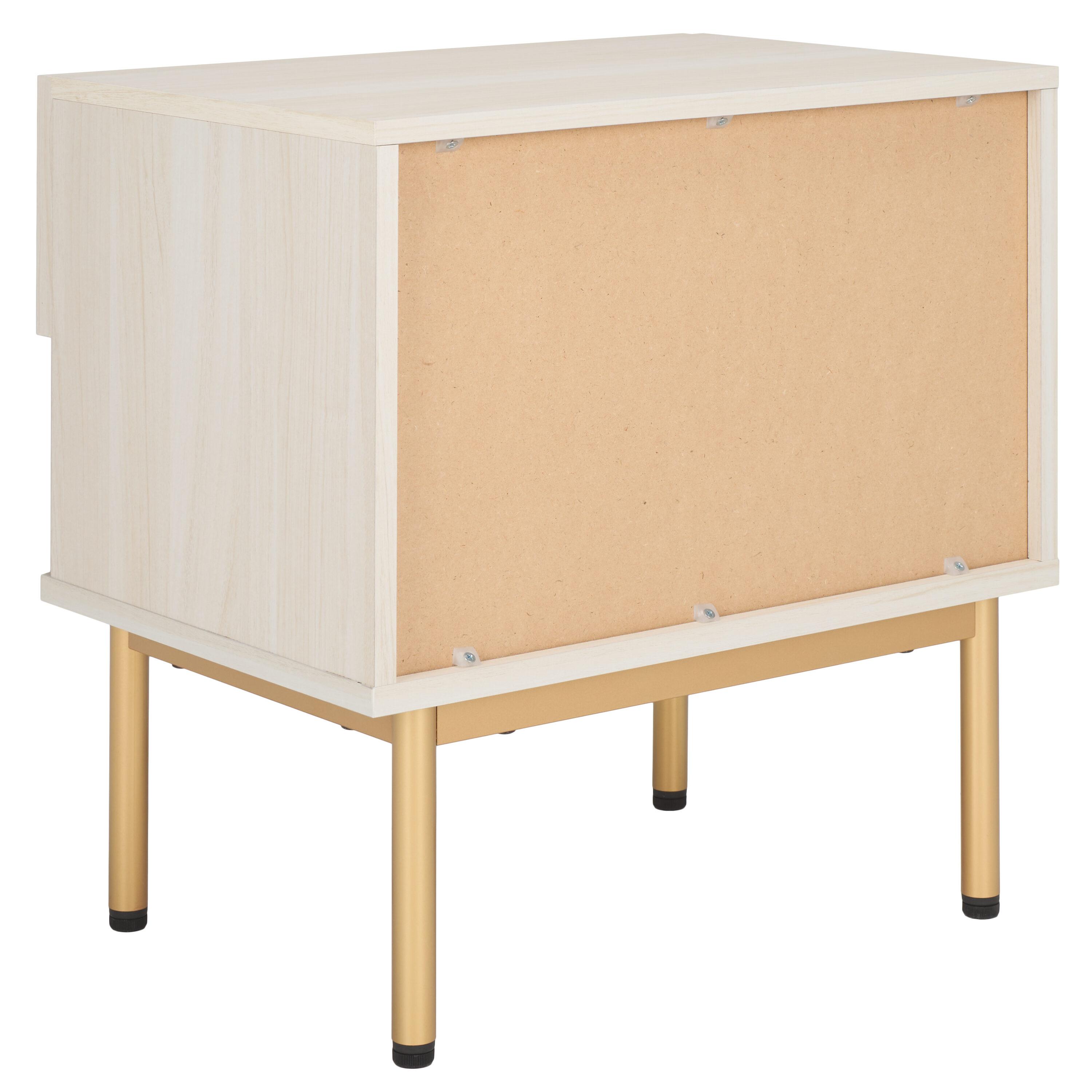Axelle 1 Drawer Nightstand - Bleached White/Gold - Safavieh