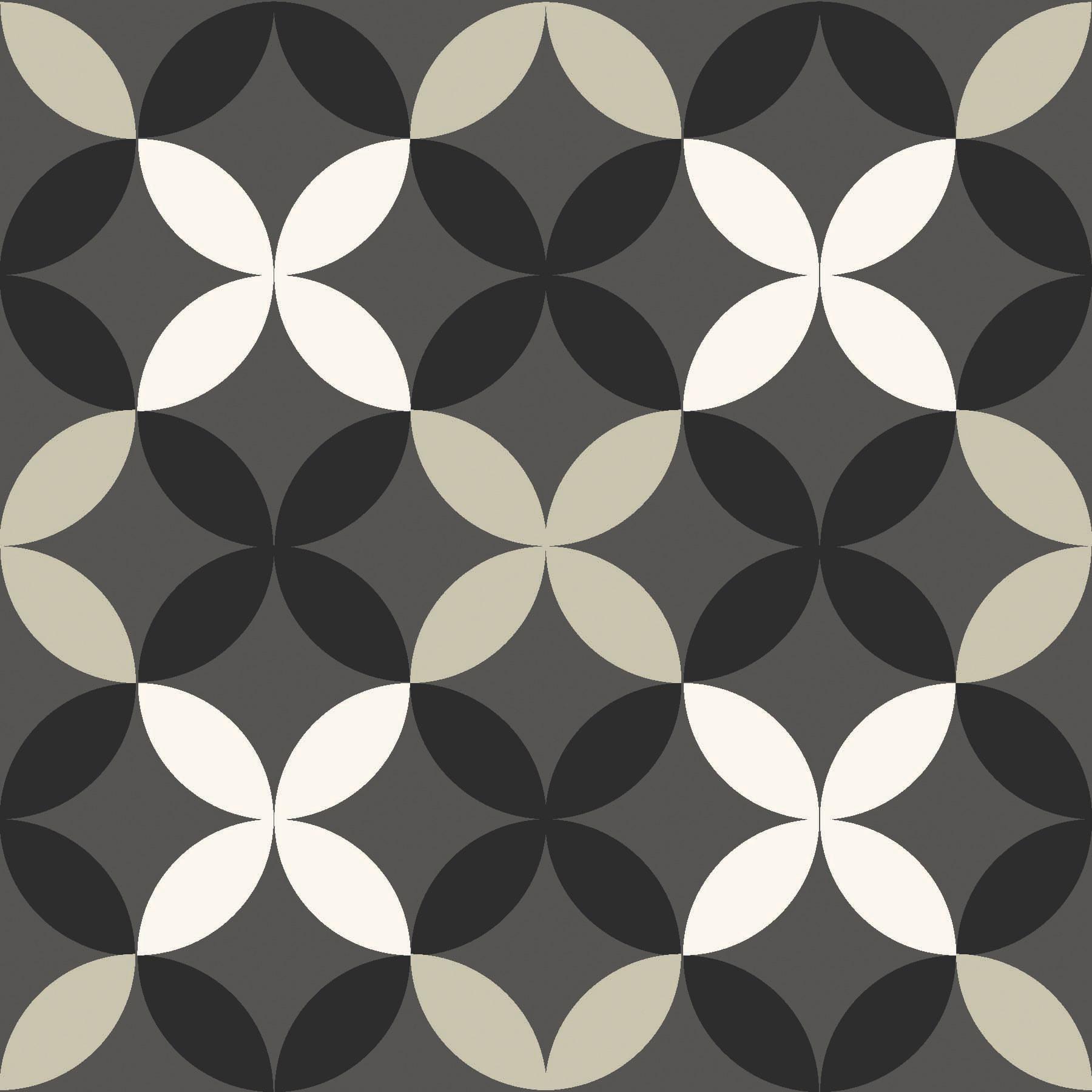 4'x5' Set of 20 Arbor Peel & Stick Floor Tiles Black/Gray - FloorPops: Vinyl Mosaic Flooring, Stain-Resistant