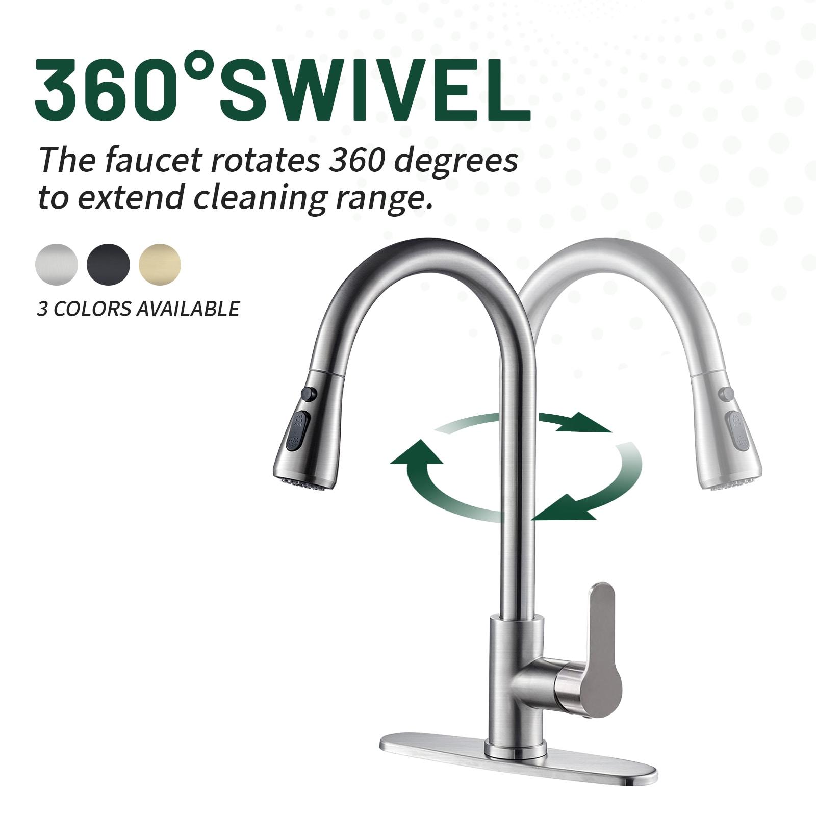 Cobbe 3-Function Single Handle Pull-Down Kitchen Faucet with Deck Plate