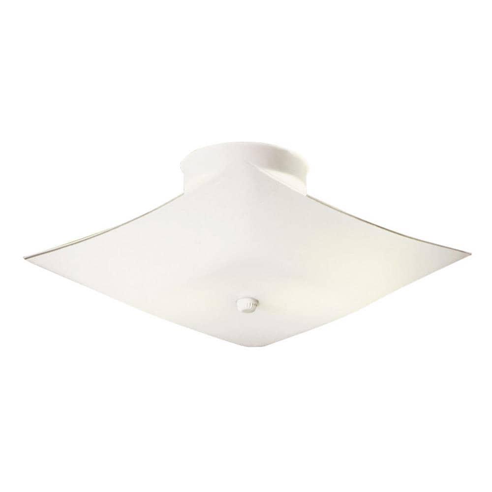 Design House 501338 Two-Light Square Frosted White Glass Semi-Flush Ceiling Mounted Light 11-inch, White