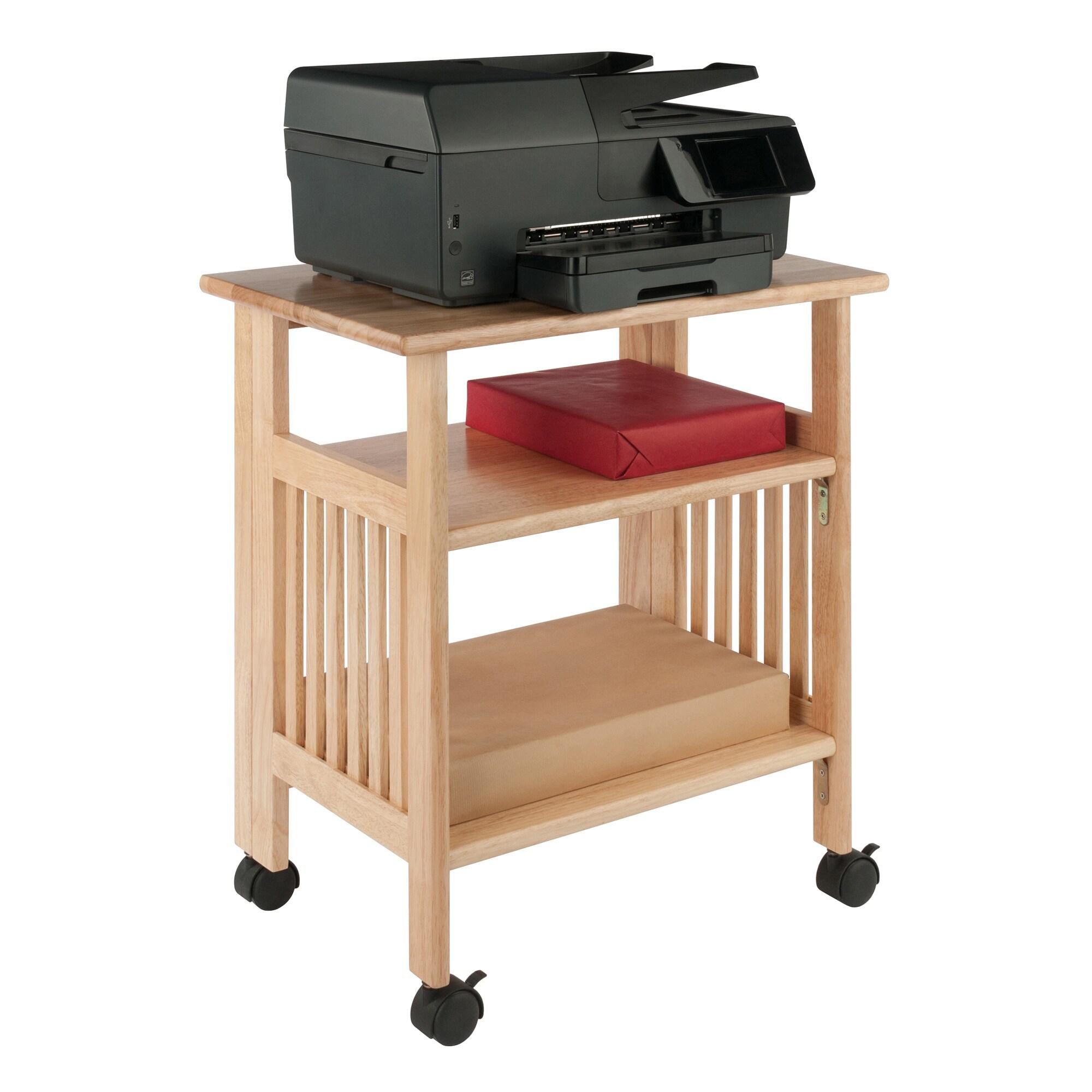 Foldable Printer Stand Natural - Winsome: Office Furniture with Shelves & Wheels