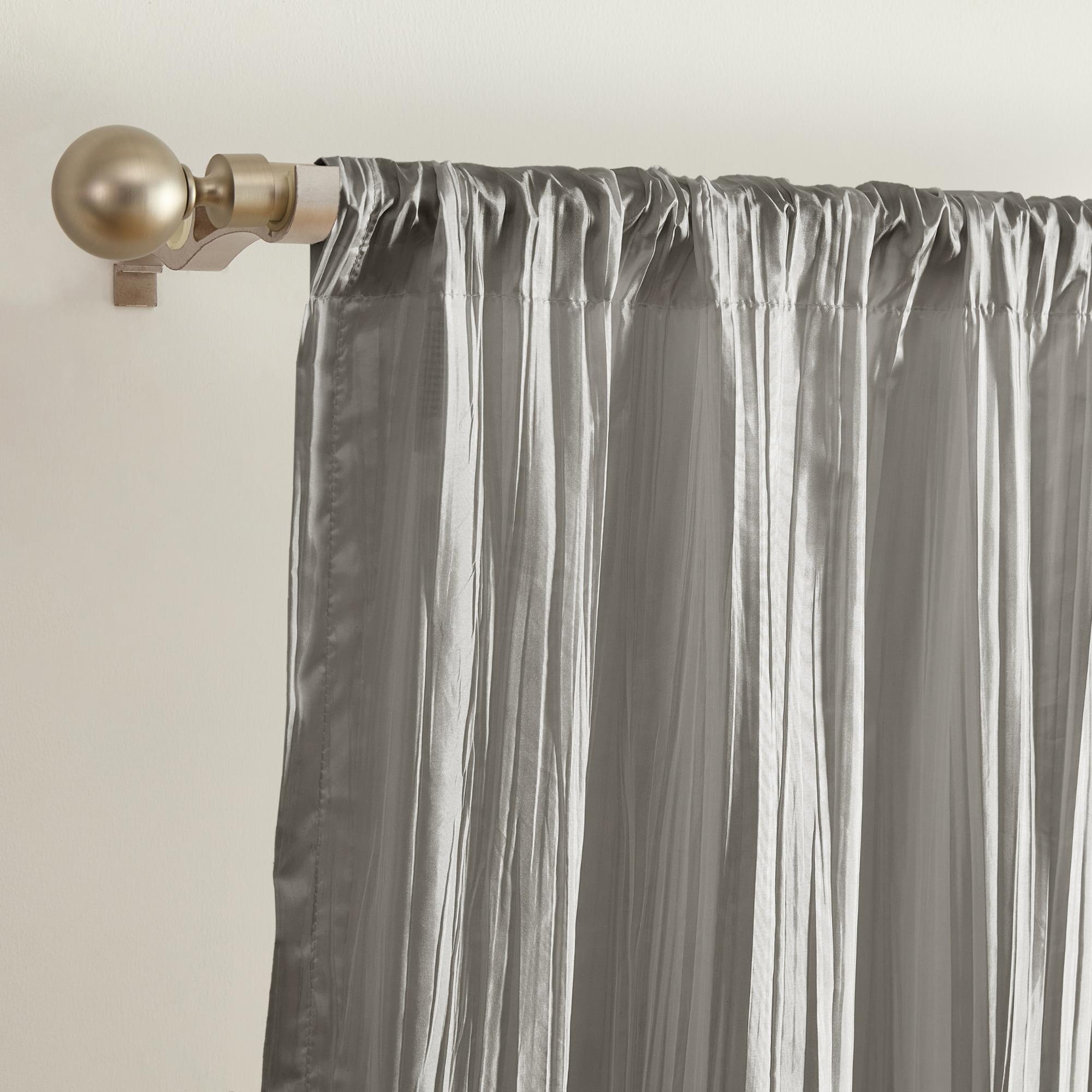 Athena Faux Silk Window Curtain and Scarf Set - 52" x 84" - Sterling Gray - Elrene Home Fashions