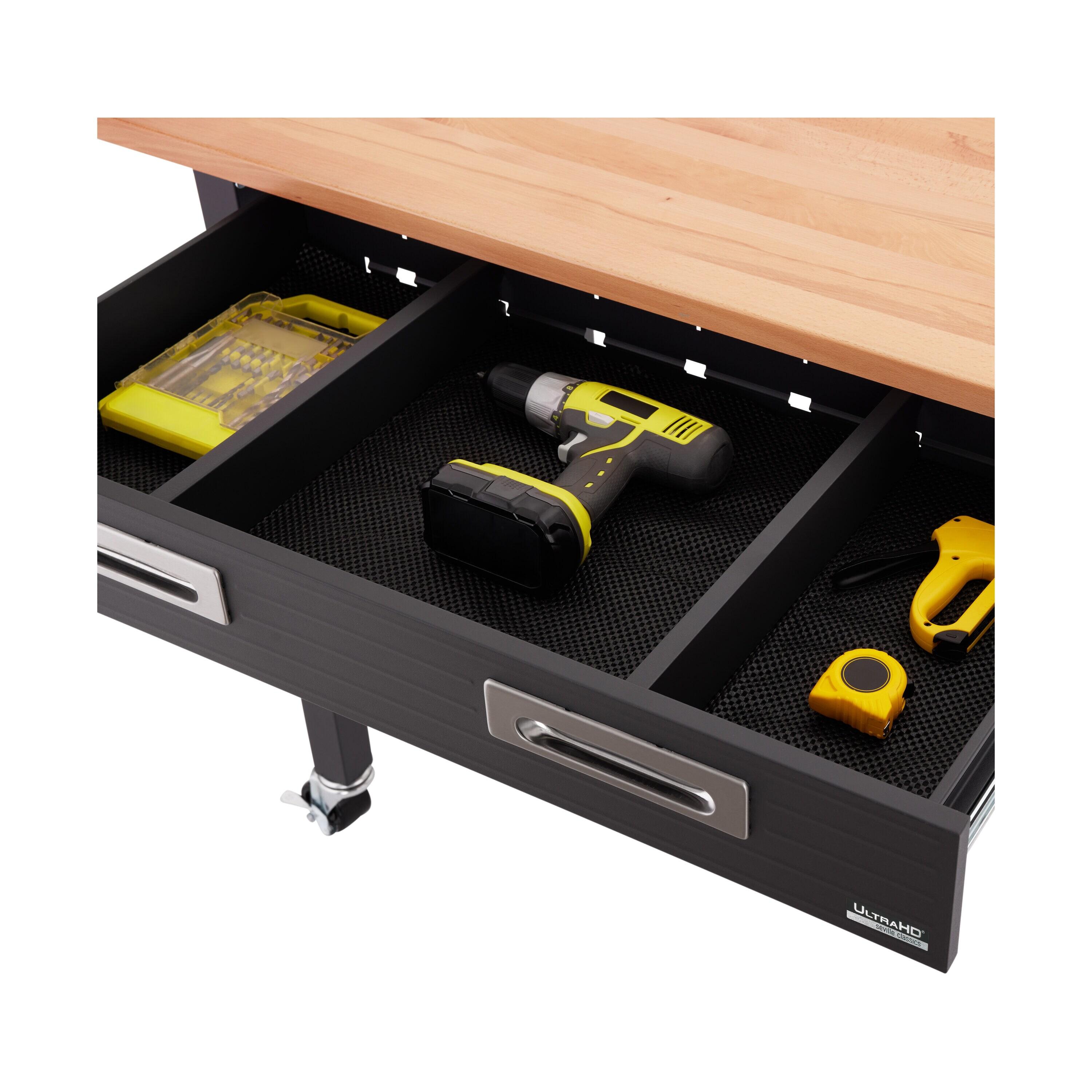48" W Wood Top Workbench with Wheels