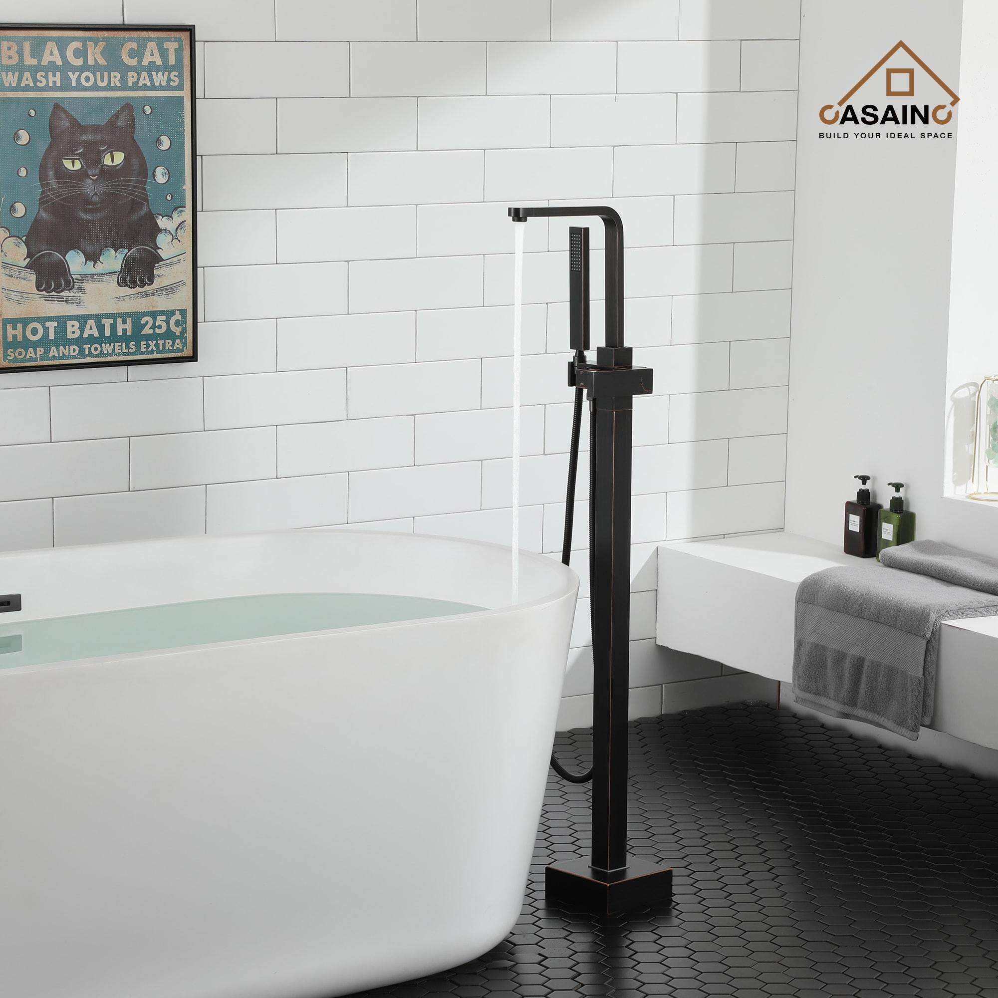 CASAINC Freestanding 2 Handles High Flow Bathtub Faucet with Hand Shower