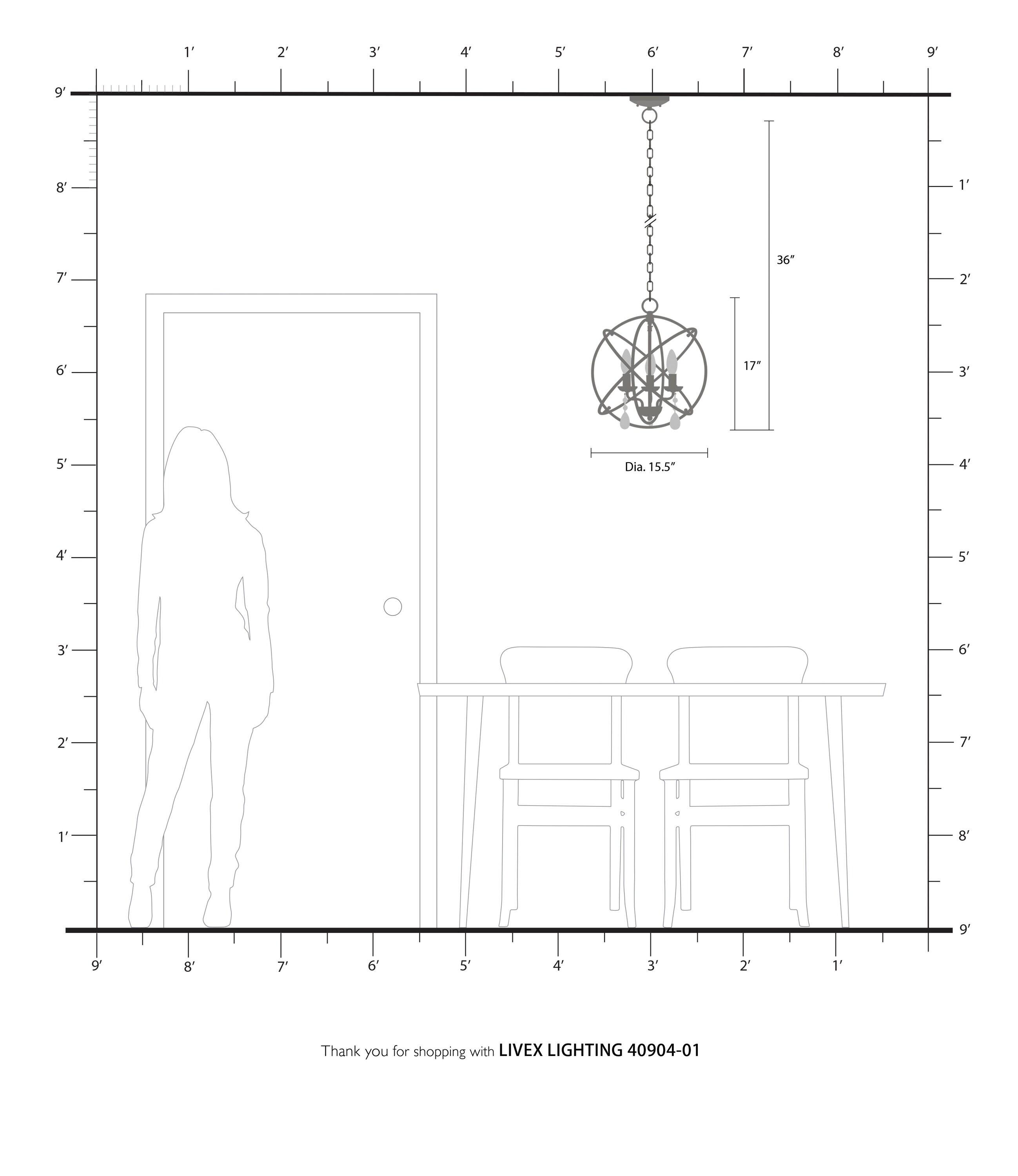 Livex Lighting Aria 3 - Light Chandelier in  Antique Brass