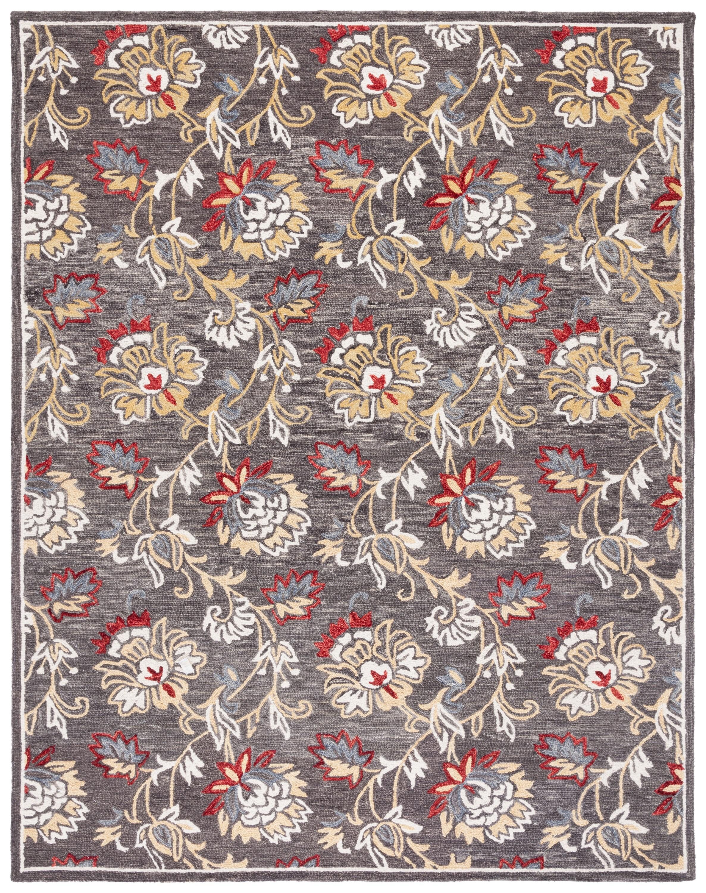 Blossom BLM276 Hand Tufted Area Rug - Dark Grey/Yellow - 8'x10' - Safavieh.