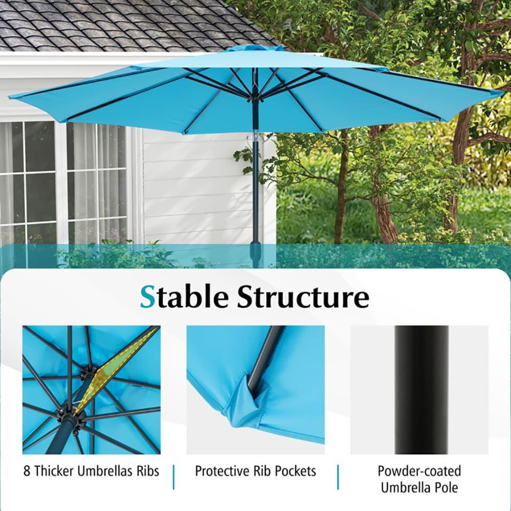 Pure Garden 9FT Outdoor Vented Patio Umbrella with Easy Crank (Blue)
