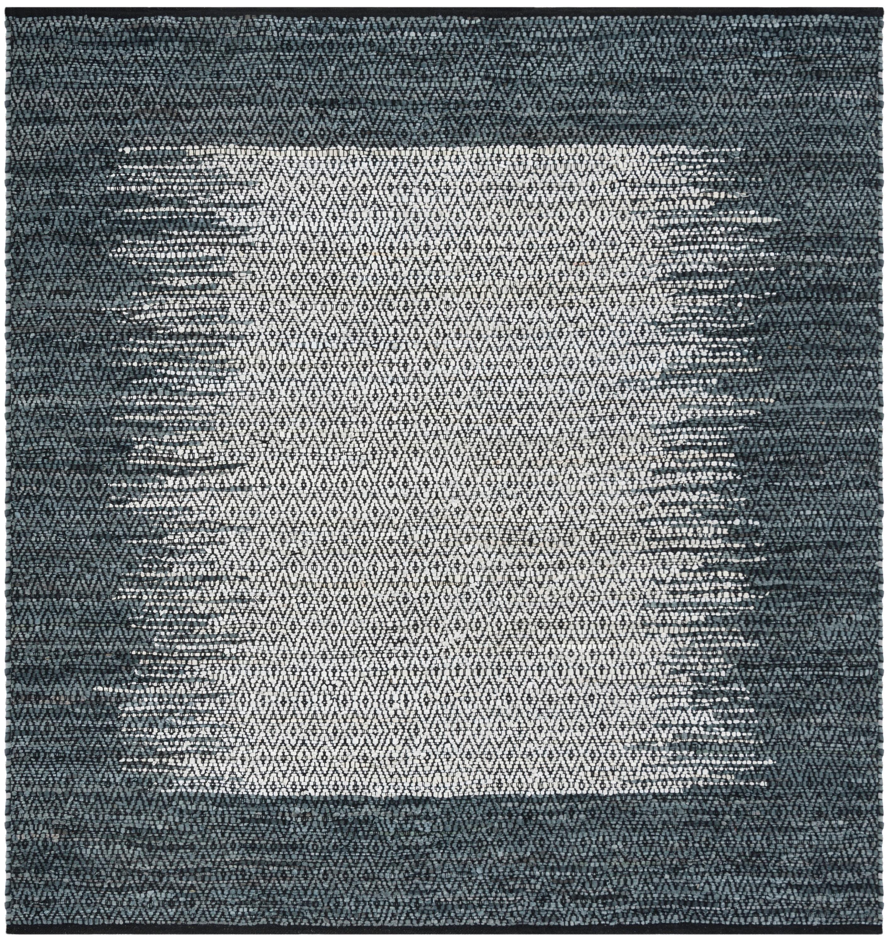 Vintage Leather VTL387 Hand Woven Indoor Area Rug - Light Grey/Charcoal - 6'x6' - Safavieh.