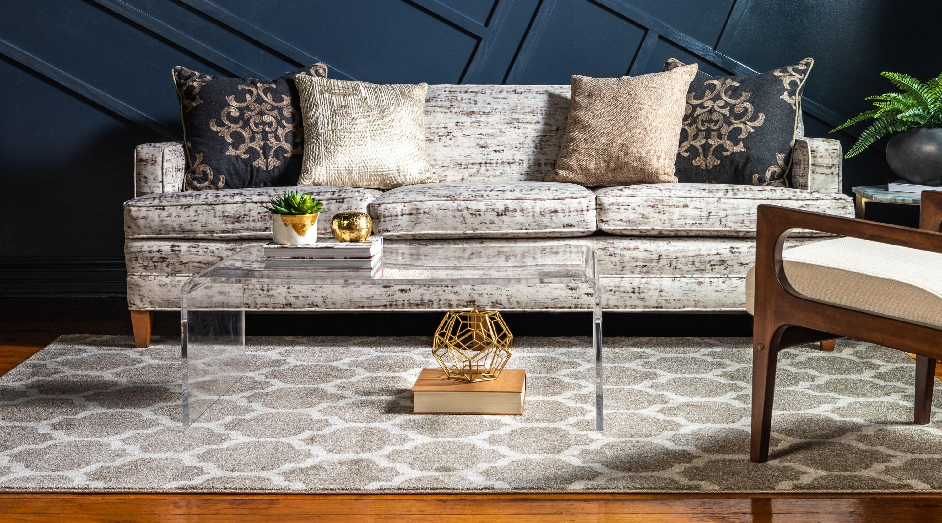 Unique Loom Trellis Collection Area Rug - Philadelphia (7' 1" x 10' Rectangle Light Brown/Beige)