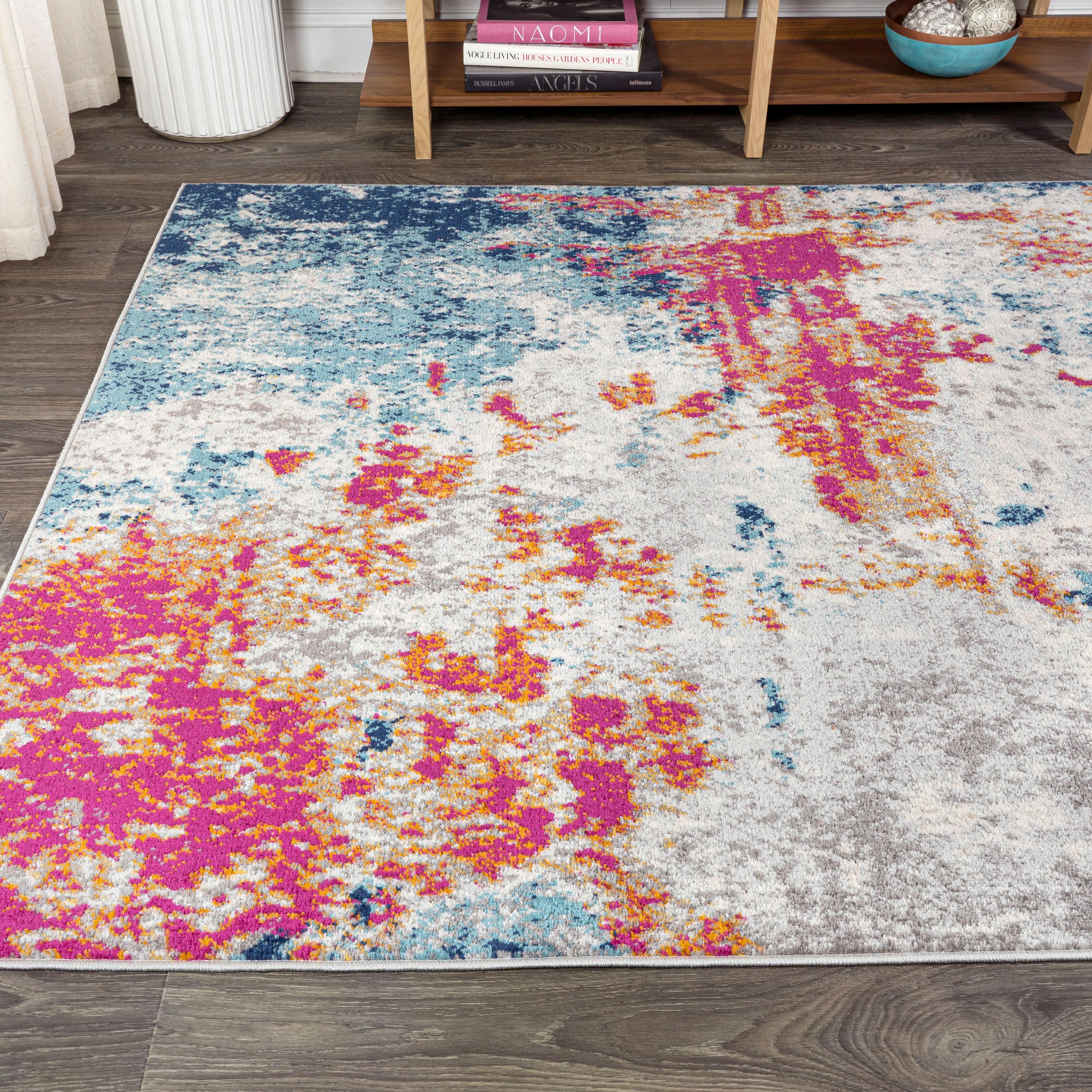 8'x10' Sunset Modern Abstract Area Rug, Blue/Multi - JONATHAN Y
