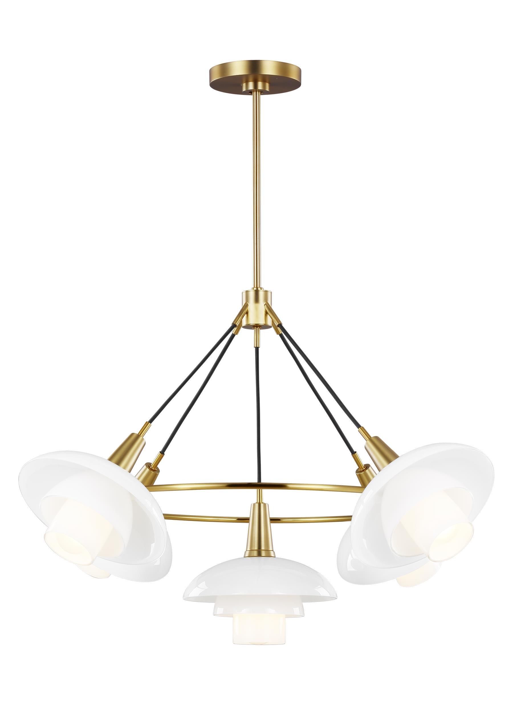 Rossie Burnished Brass Sphere Chandelier with Milk White Glass