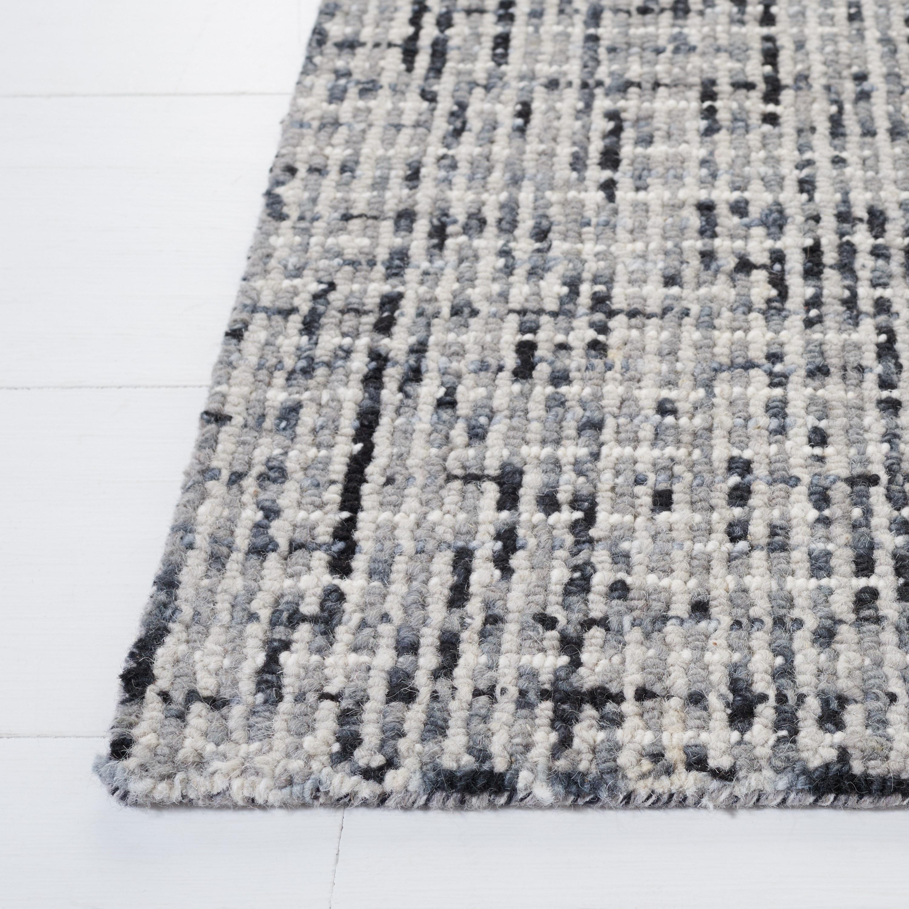 SAFAVIEH Abstract Delia Geometric Wool Area Rug, Dark Grey/Ivory, 9' x 12'