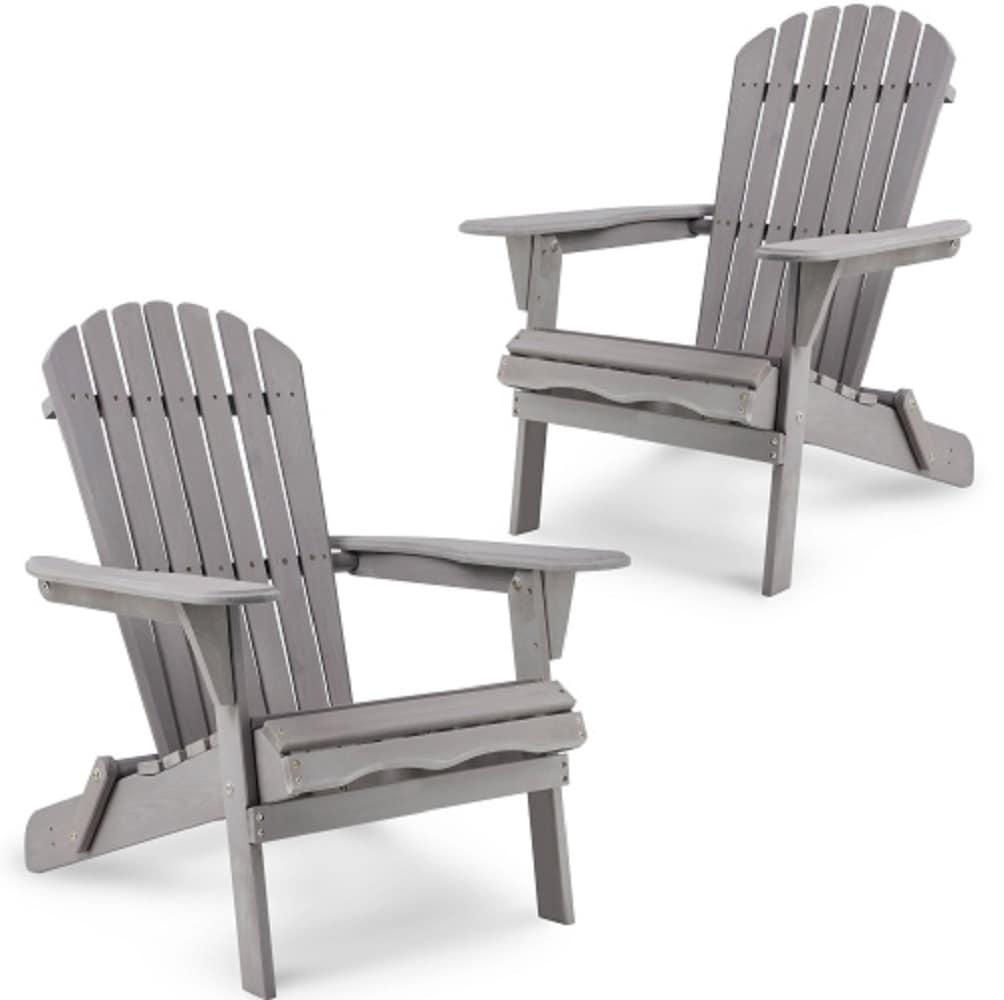 Triple Tree Wood Adirondack Folding Chairs - Set of 2, Gray
