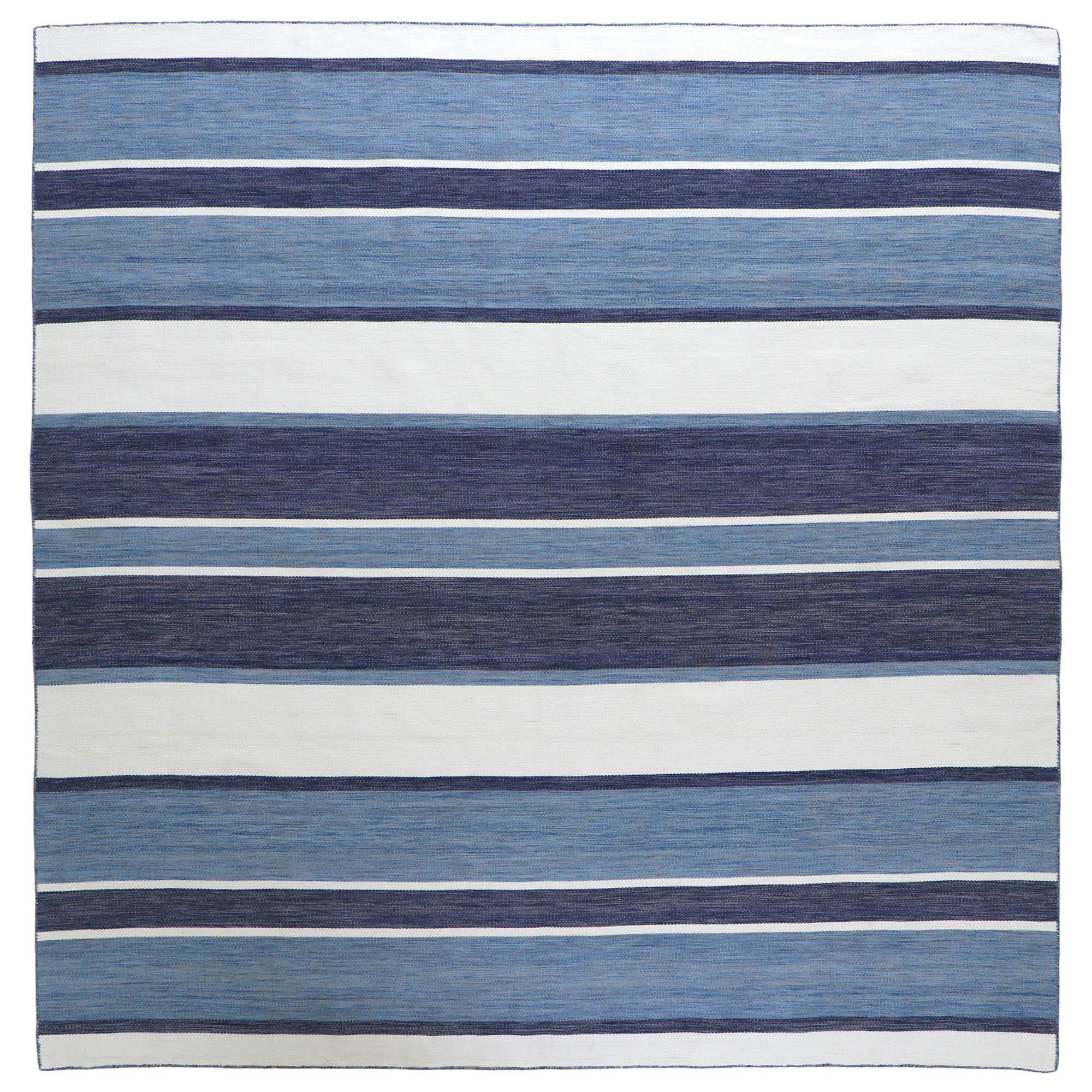 Liora Manne Sorrento Boat Stripe Indoor/Outdoor Rug Navy 8' Square