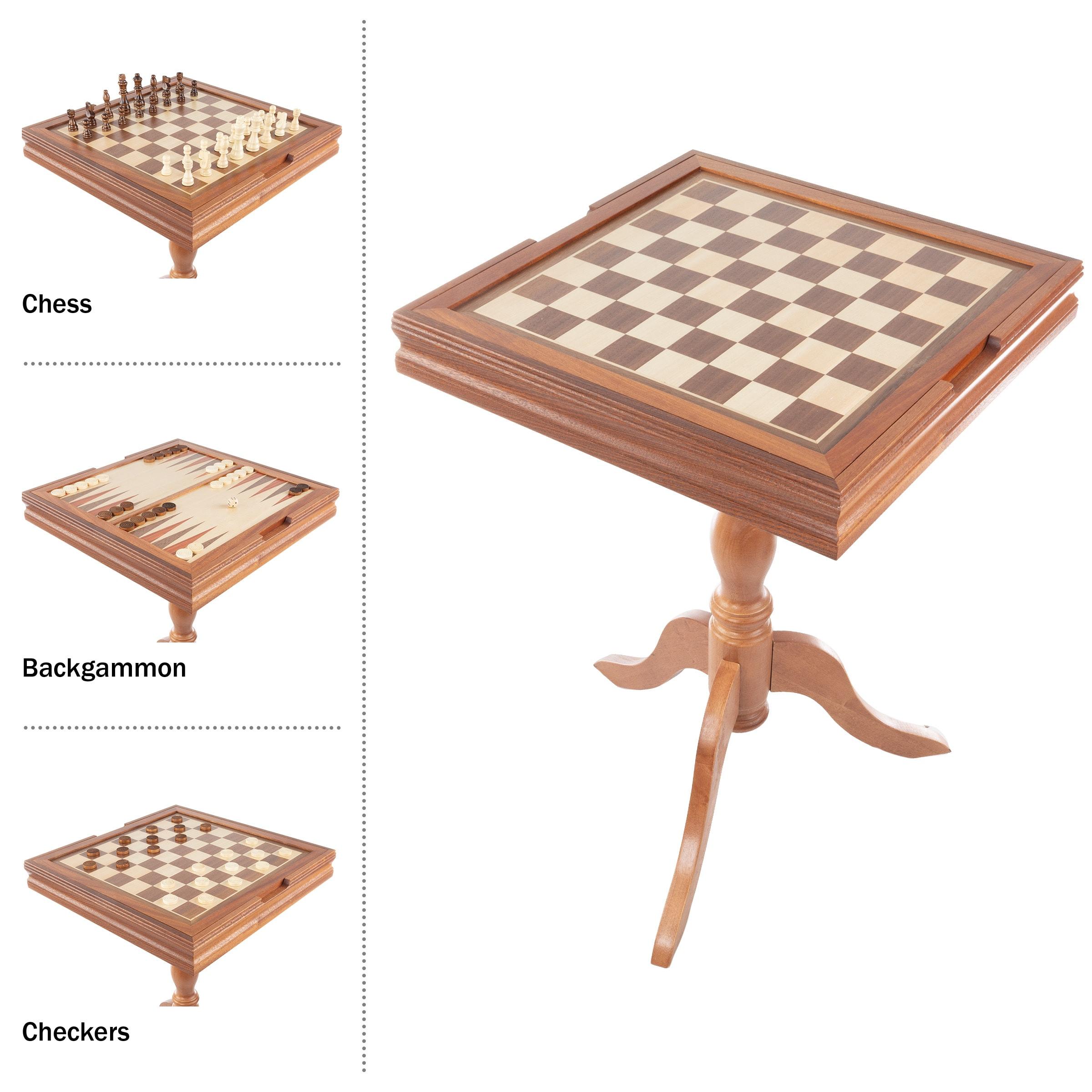 Toy Time Chess and Backgammon Pedestal End Table - Brown
