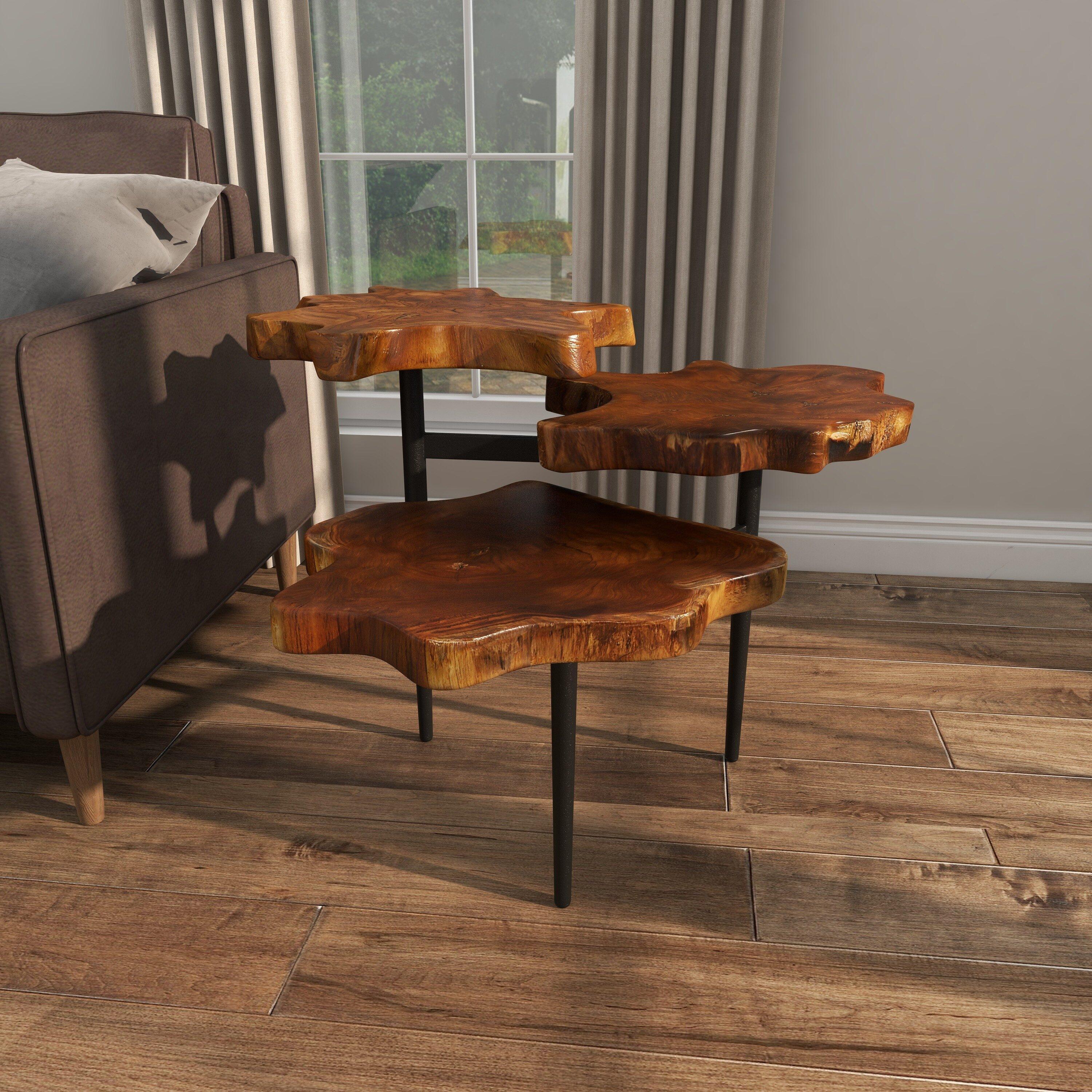 Rustic Teak Wood Accent Table Dark Brown - Olivia & May: Handcrafted, No Assembly Required