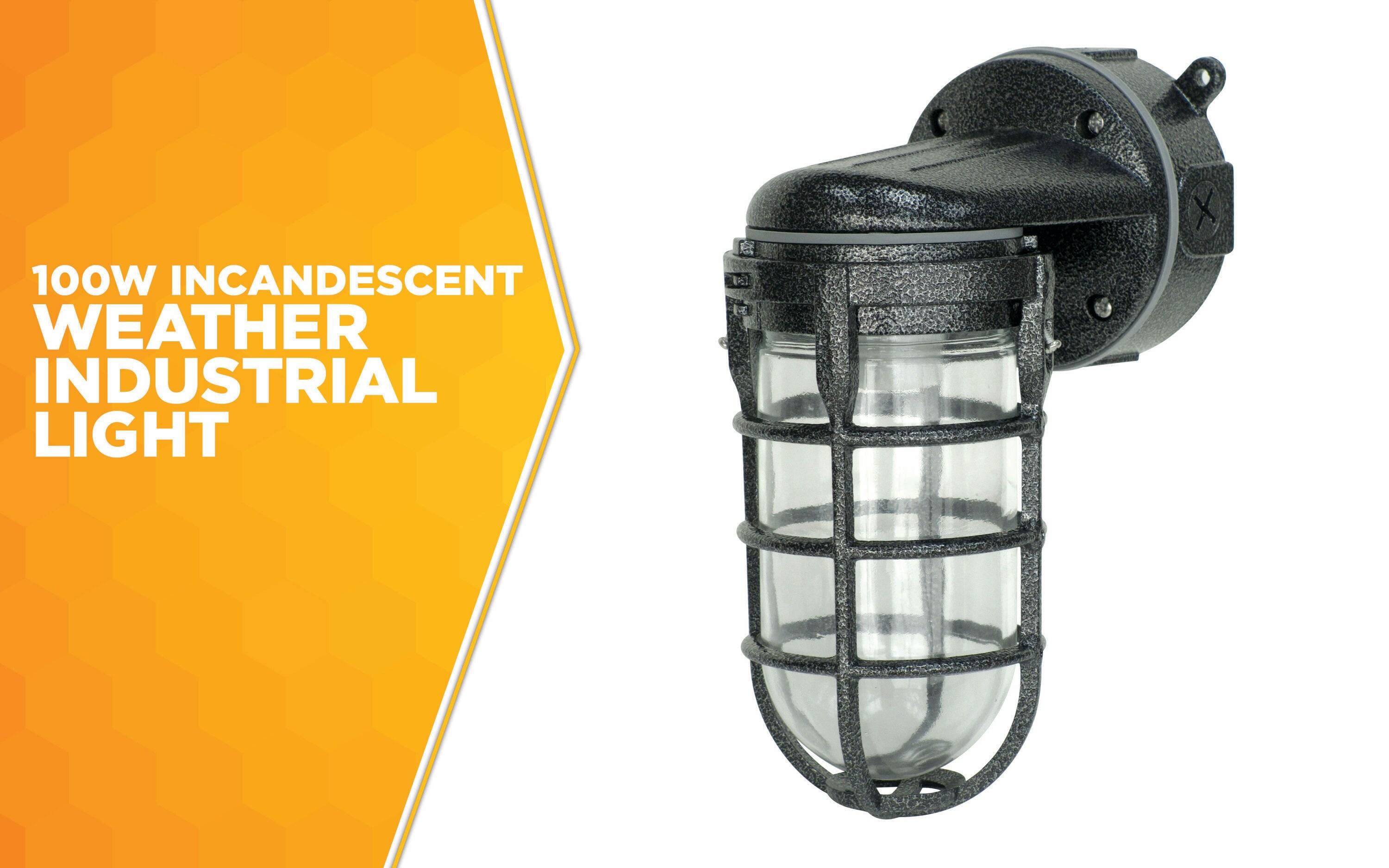 Woods L1707SVBLK Wall Mount Light in Hammered Black Finish Sturdy Die Cast Aluminum Cage, Suitable for Indoor and Outdoor Use