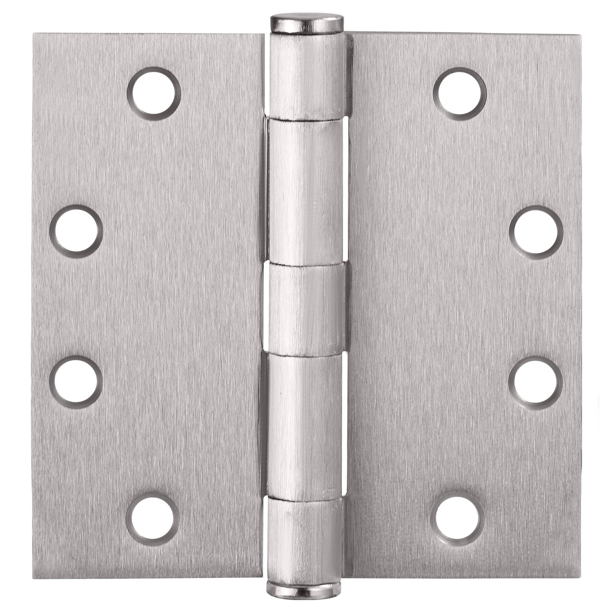 Satin Nickel 4.5-inch x 4.5-inch Square Steel Door Hinges 12-Pack