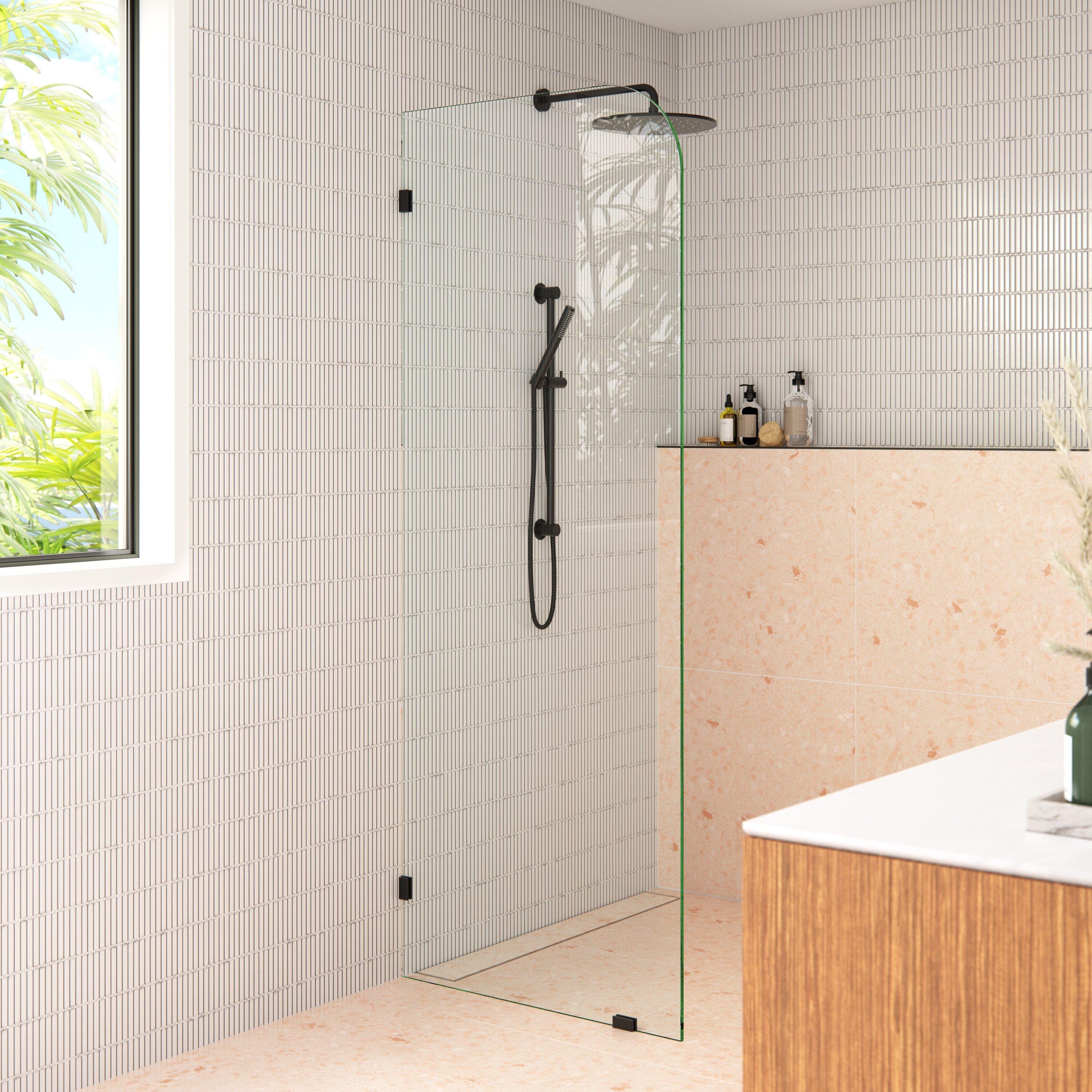 Solaris 36 in. x 78 in. Fully Frameless Radius Single Fixed Shower Panel