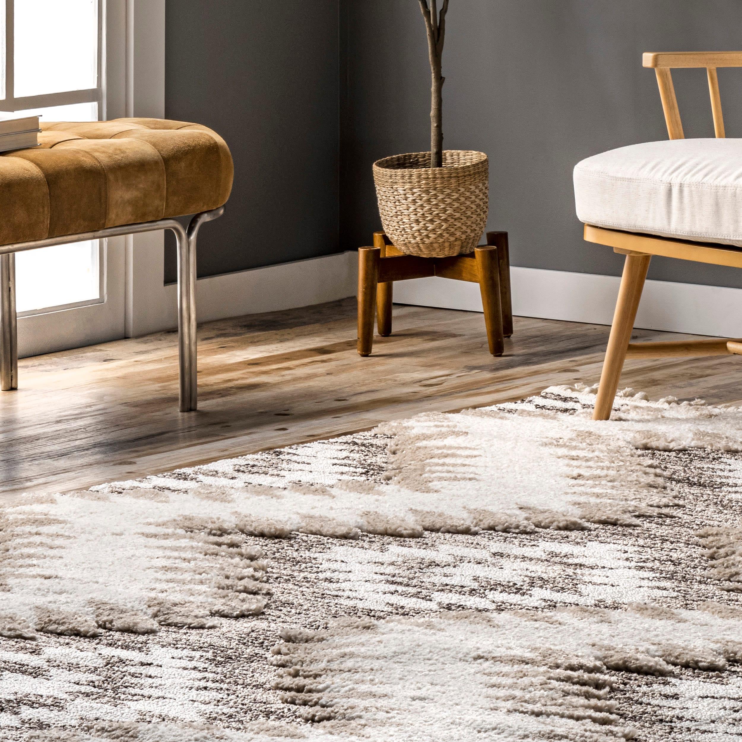 Nuloom Adelade Southwestern 4x6 Shag Indoor Area Rug for Living Room Bedroom Dining Room Nursery Kitchen, Beige/Ivory