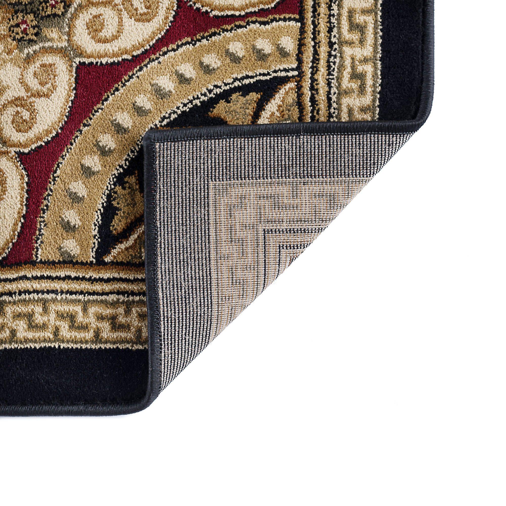 Tayse Sensation 2 x 3 (ft) Loomed Polypropylene Black Rectangular Indoor Floral/Botanical Oriental Throw rug