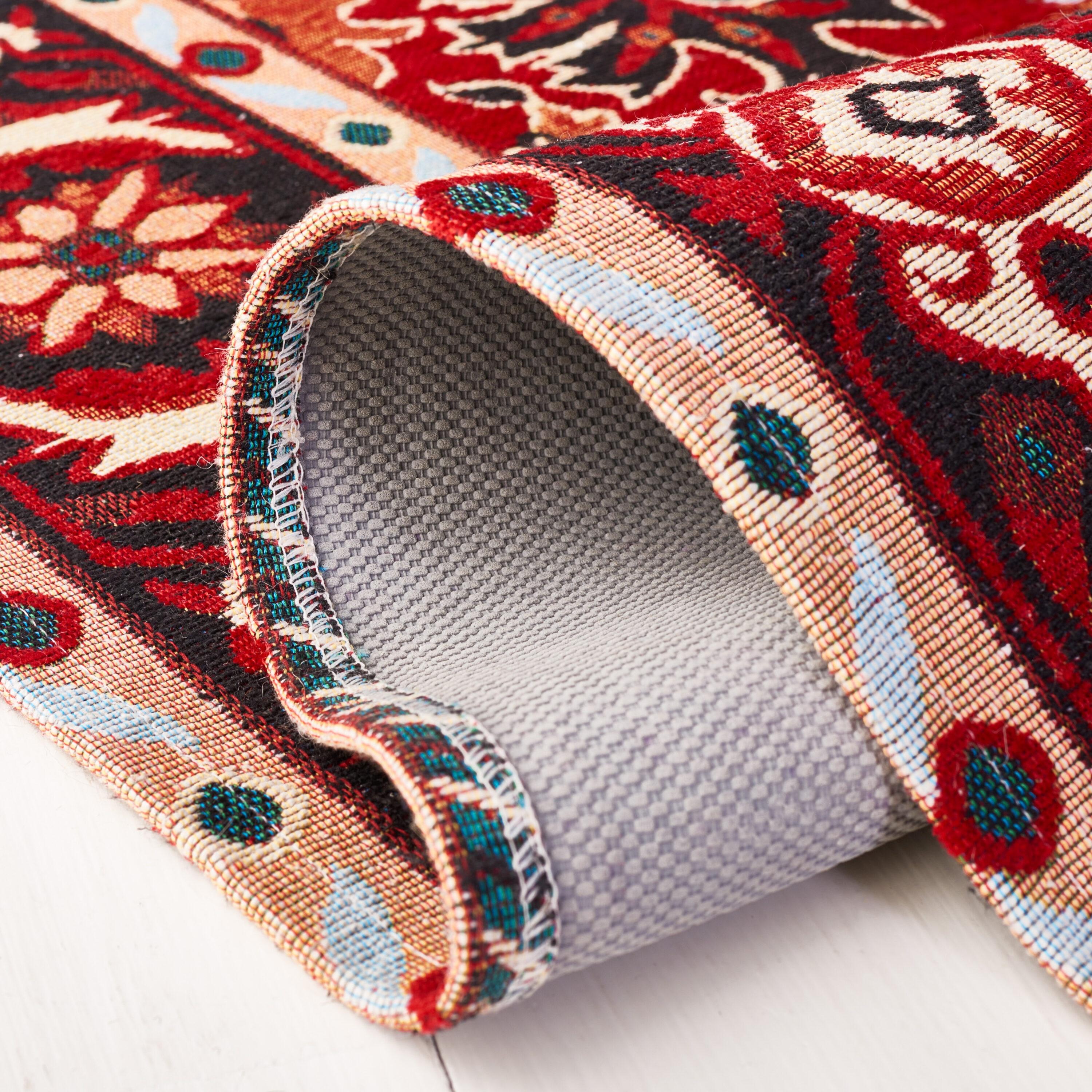 Easy Care ECR105 Power Loomed Machine Washable Area Rug - Red/Black - 4'x6' - Safavieh.