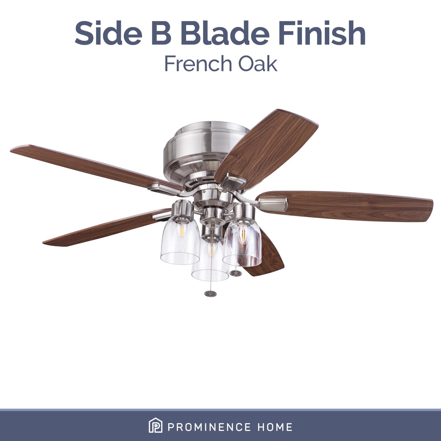 Prominence Home 51669-45 Magonia 52 in. Farmhouse Style Flush Mount LED Ceiling Fan with Light - Brushed Nickel