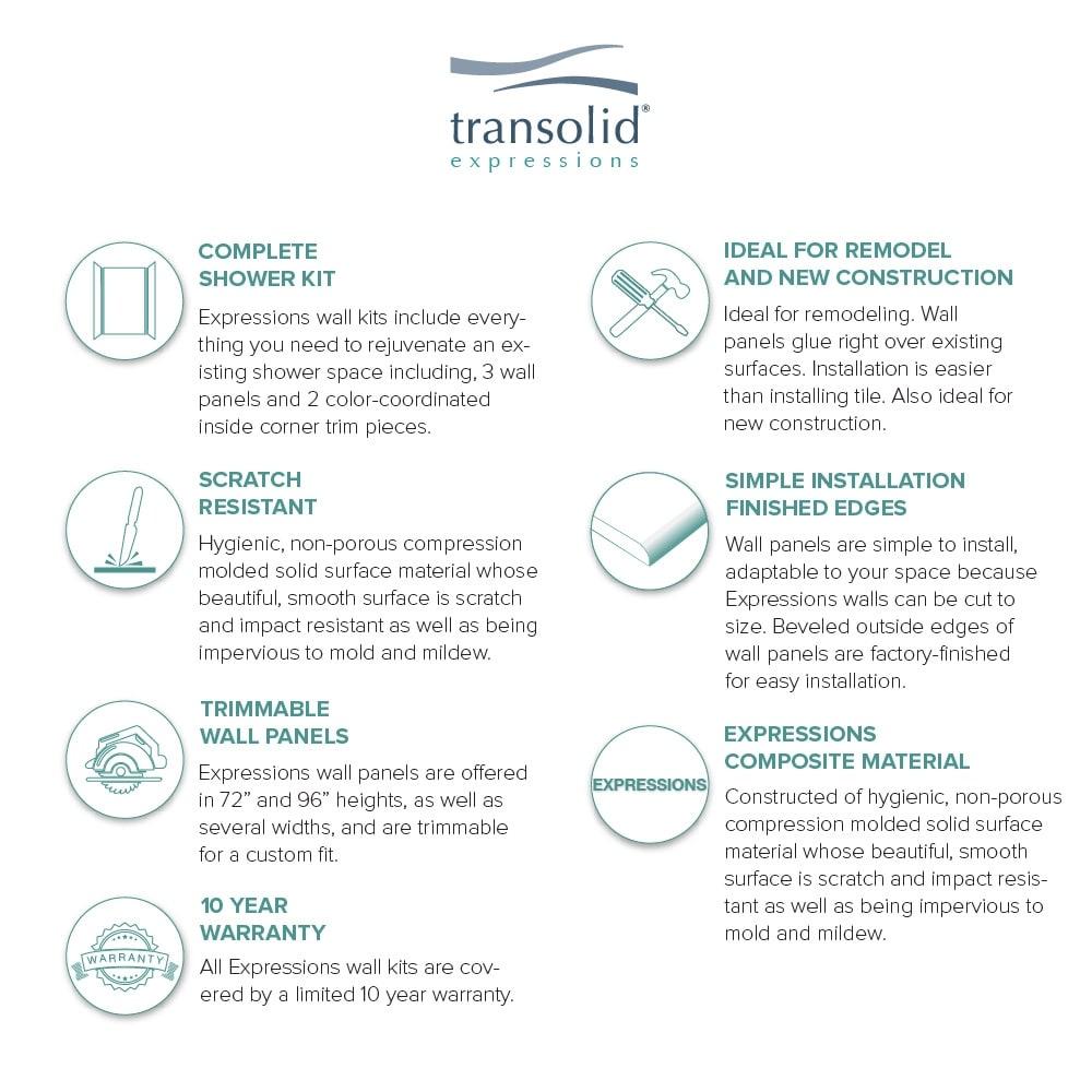 Transolid Expressions 60'' W 36'' D 72'' H Glue Up Solid Surface Wall