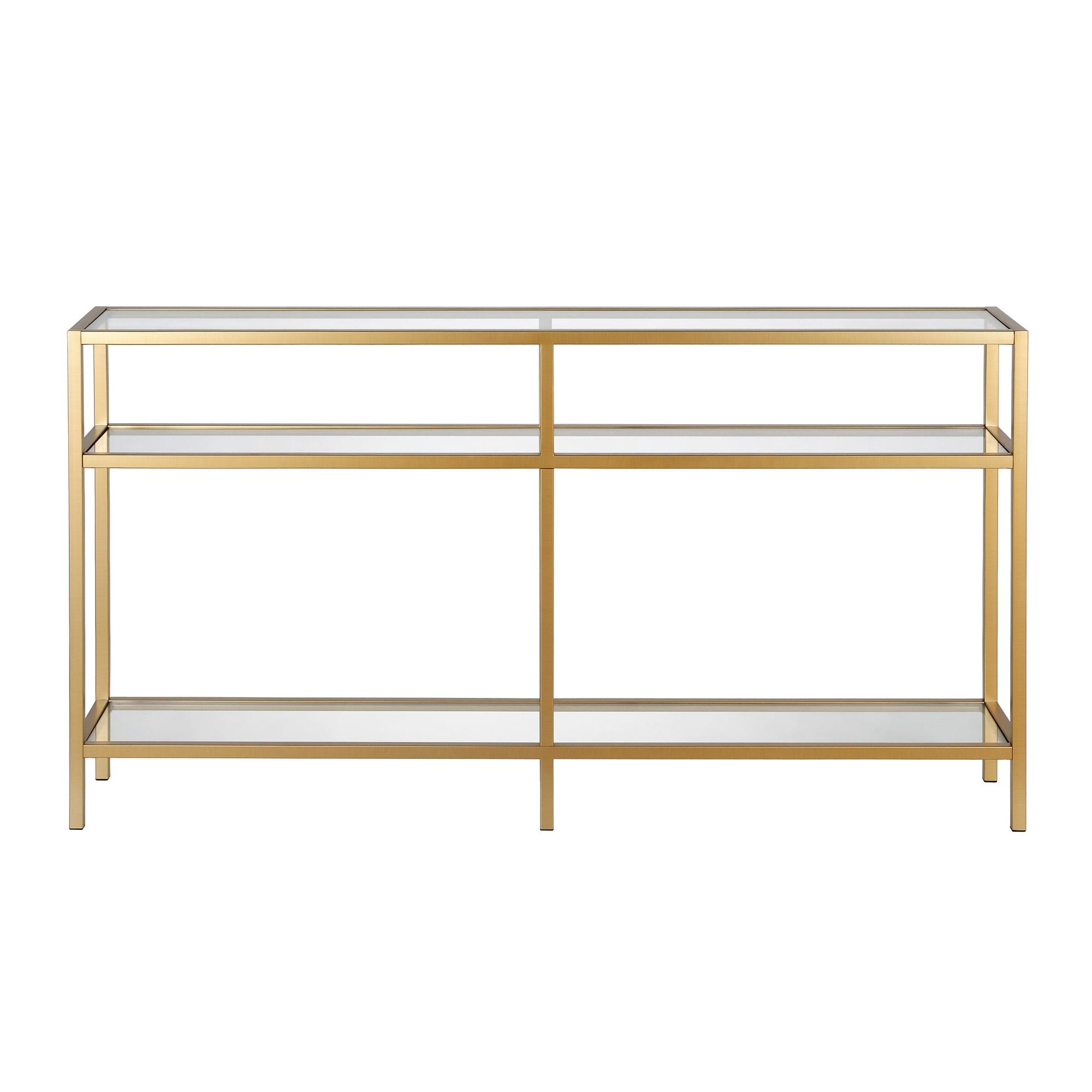 Evelyn&Zoe Sivil 55" Wide Rectangular Console Table, Brass