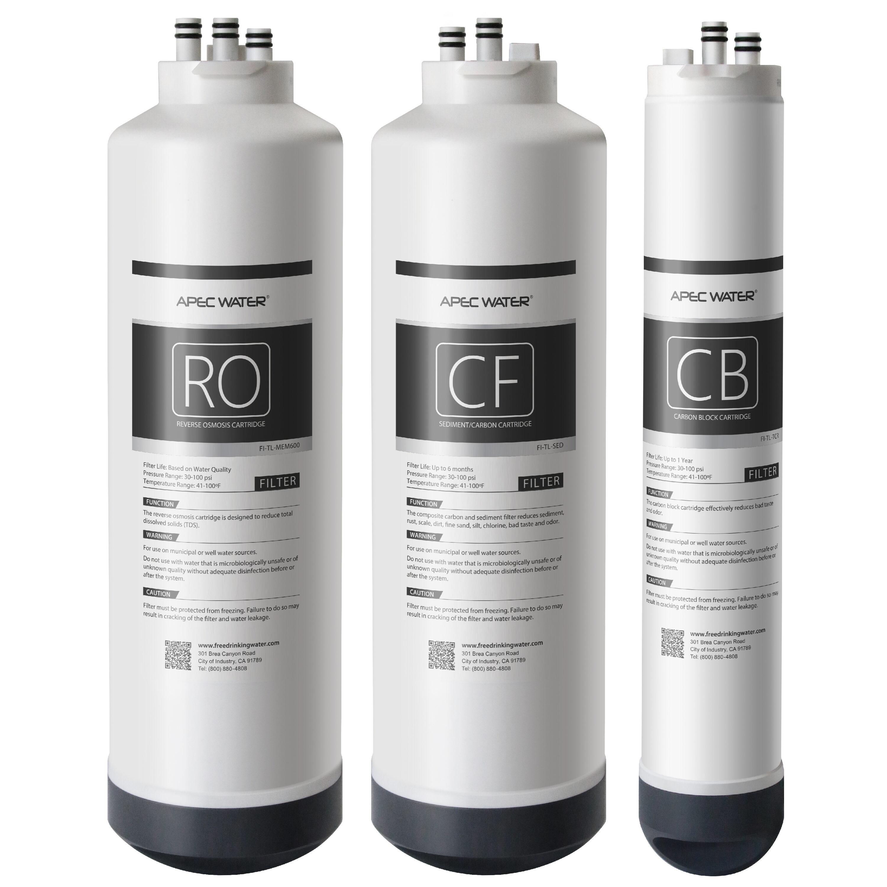 APEC Water MAX-TL600 Reverse osmosis Under sink/Wall Replacement Filter 3 -Pack