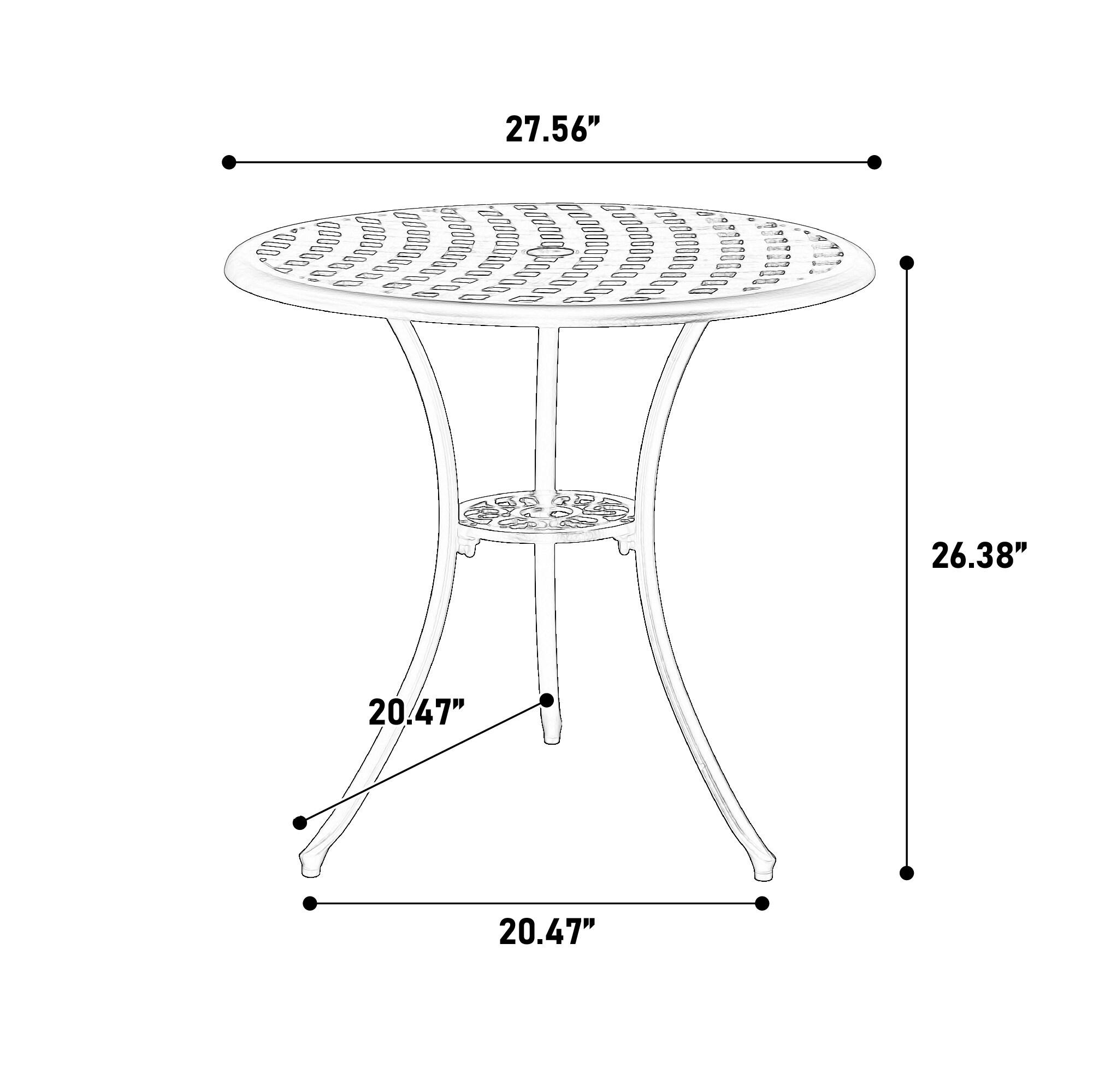 World Menagerie 3 Piece Patio Bistro Set Cast Aluminum Bistro Table And Chairs Set Of 2 With Umbrella Hole,All Weather Metal Bistro Table Set,Outdoor Patio Furniture Set For Garden