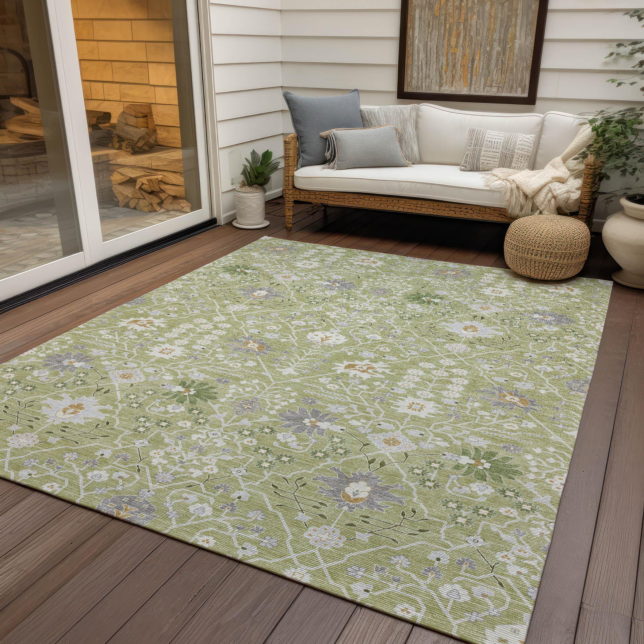 Machine Washable Indoor/Outdoor Chayden ACN1009 Aloe 2'3" x 7'6" Runner Rug