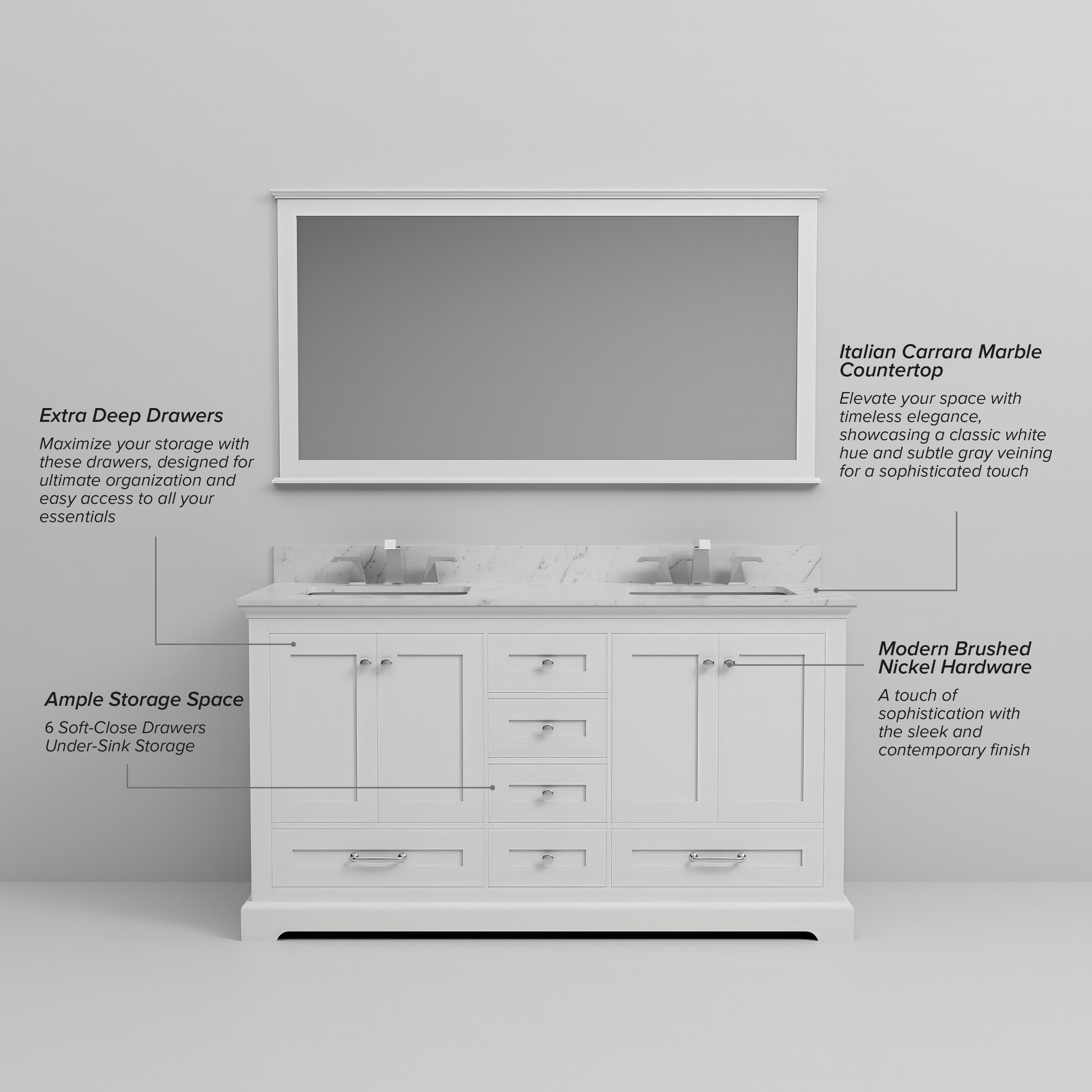 Lexora Home Dukes 60" Double Vanity with Mirror in White