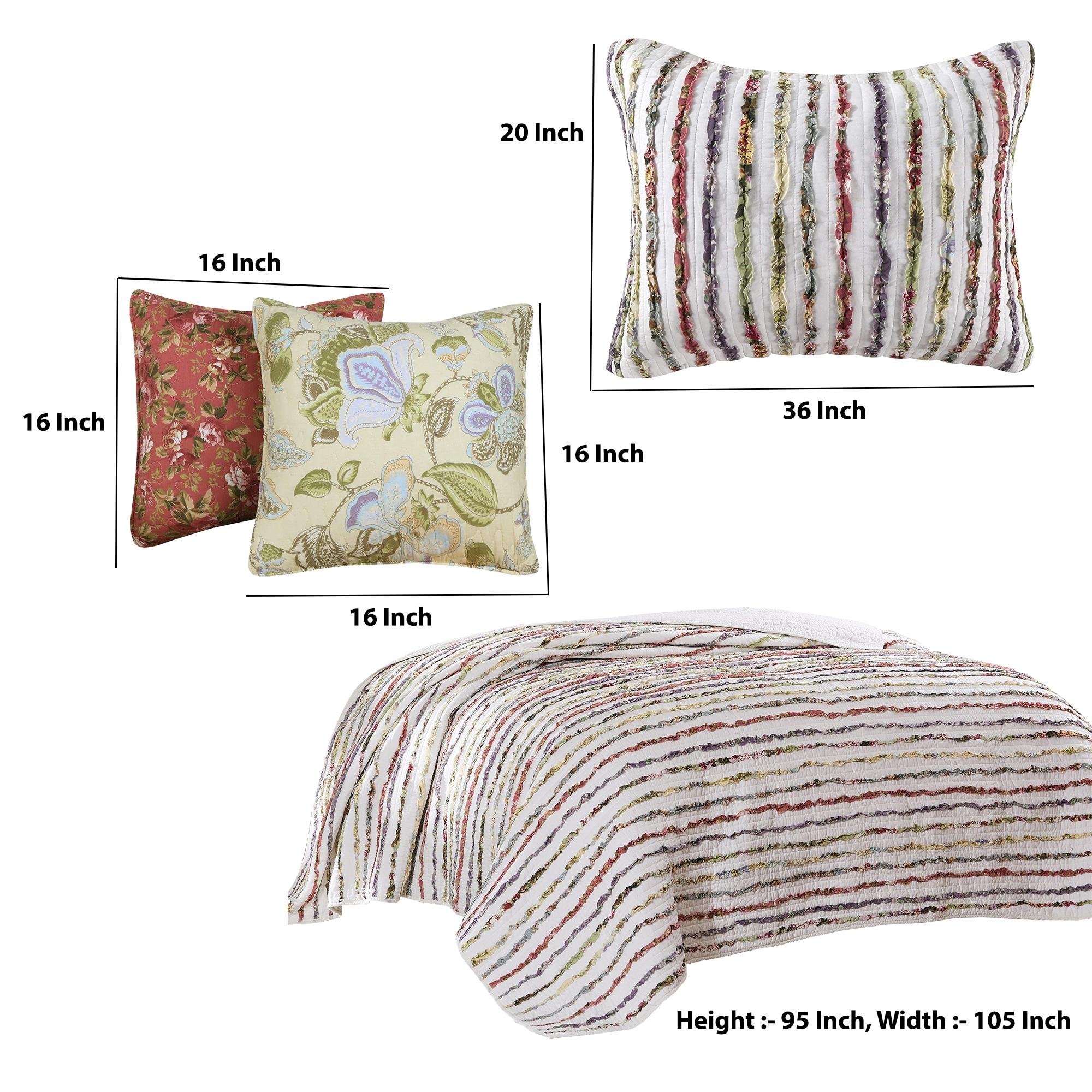 Greenland Home Fashions Bella Ruffle Cotton Modern Farmhouse Quilt Set
