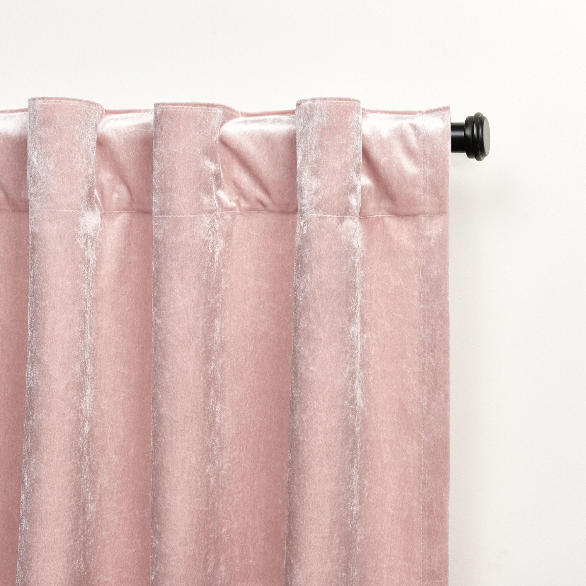 Exclusive Home Velvet Heavyweight Light Filtering Hidden Tab Top Curtain Panel Pair, 52"x96", Blush