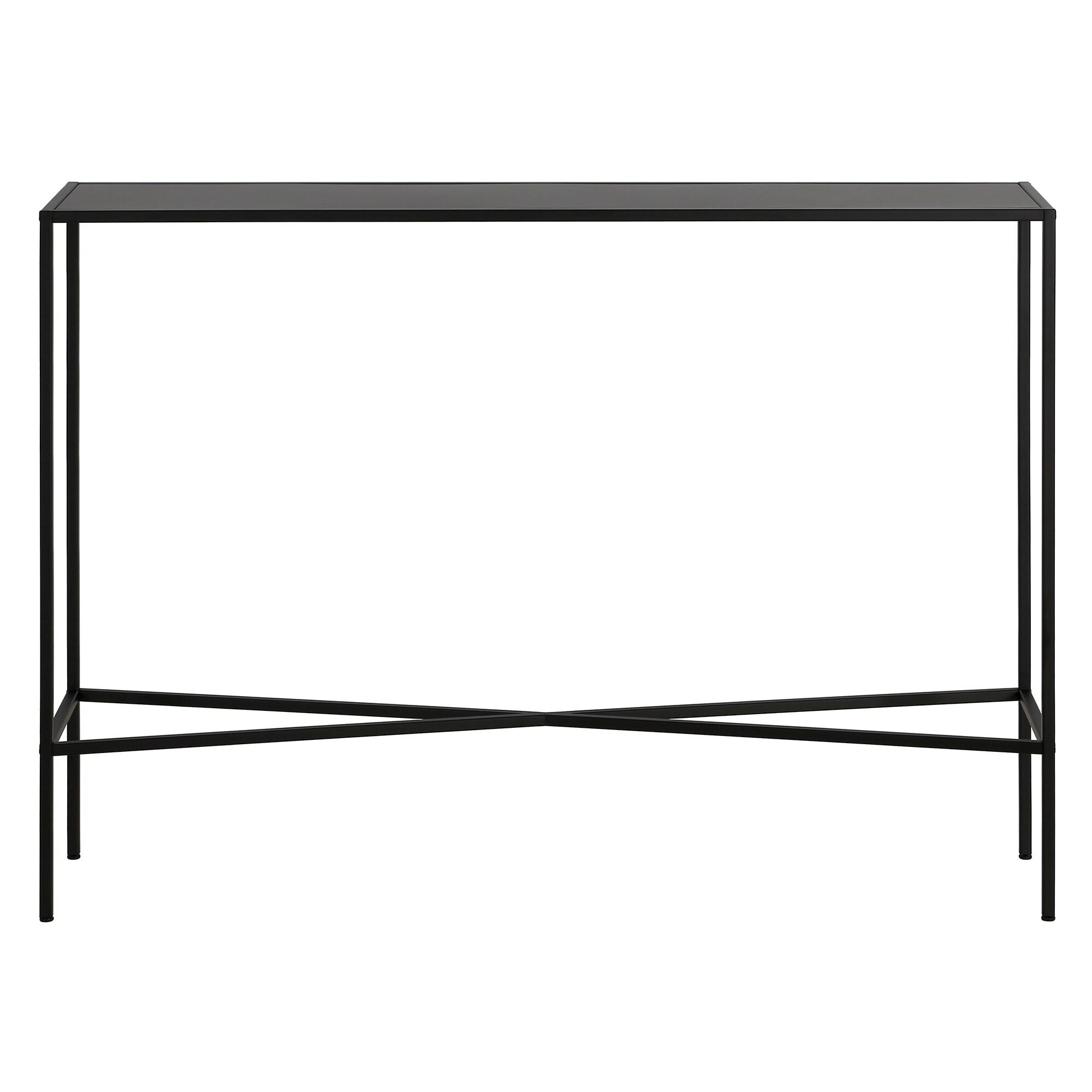 Evelyn&Zoe Henley 42" Wide Rectangular Console Table with Metal Top, Blackened Bronze