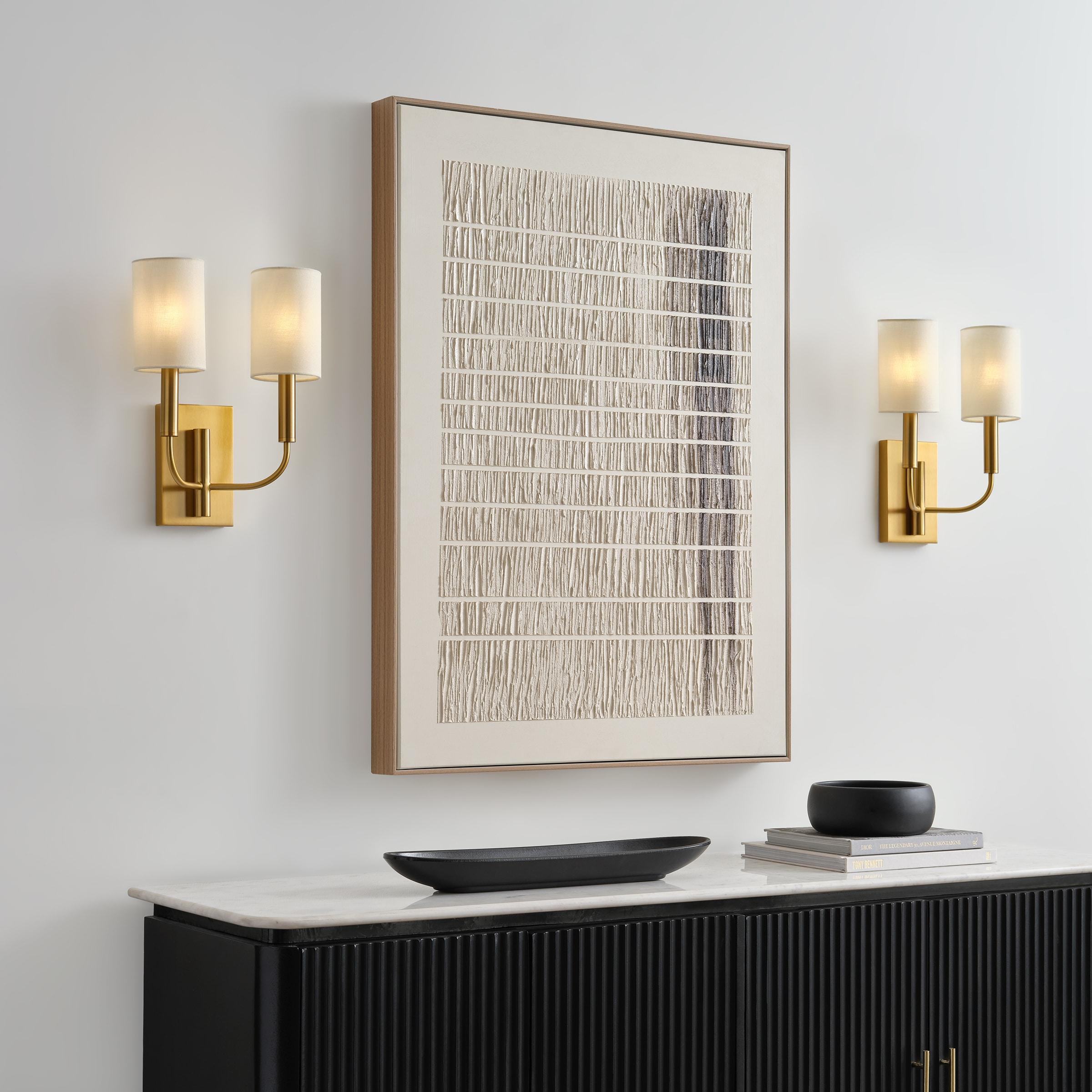 Brianna Burnished Brass 2-Light Dimmable Cylinder Sconce