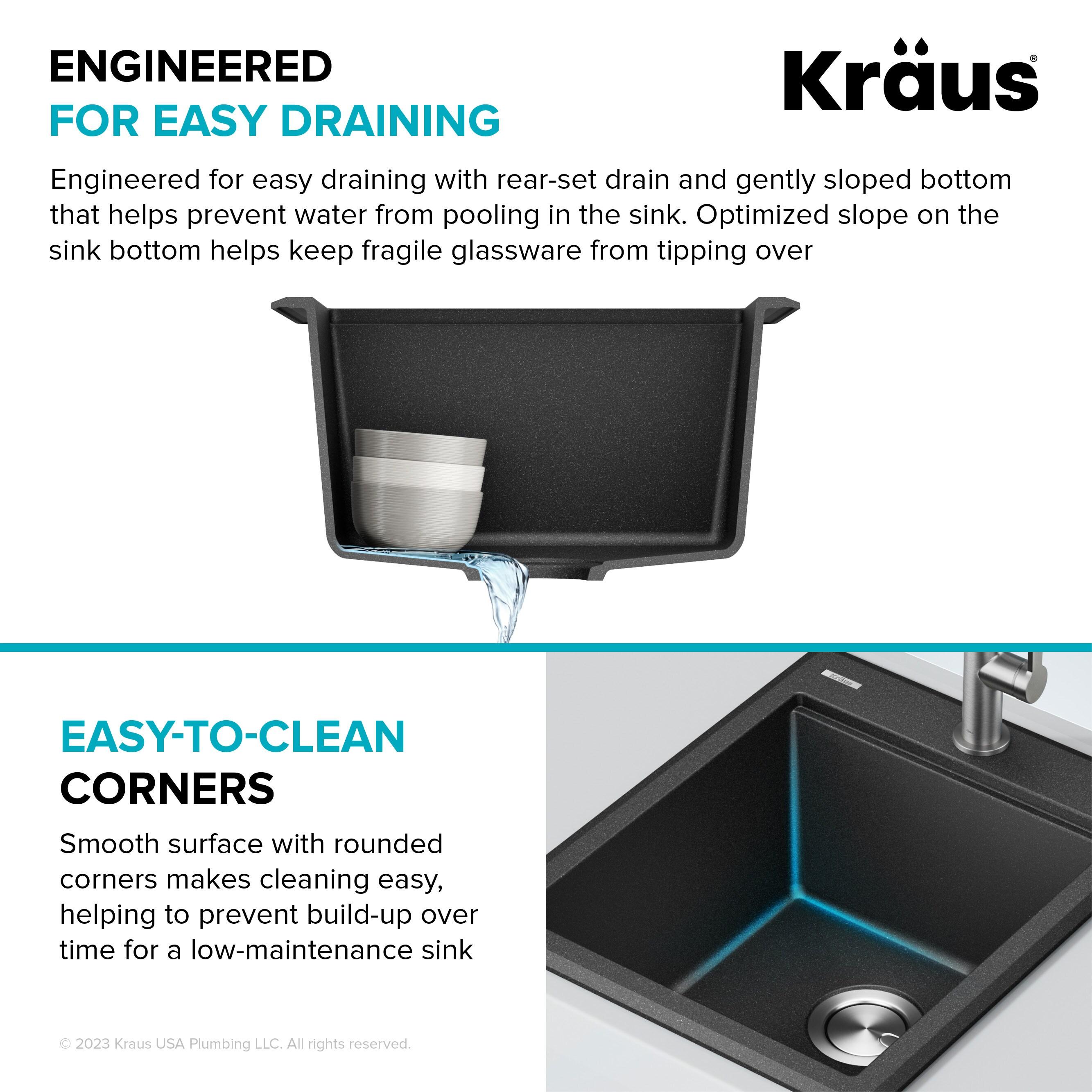 KRAUS Bellucci Granite Composite Workstation Drop-In Top Mount Single Bowl Kitchen Sink with Accessories