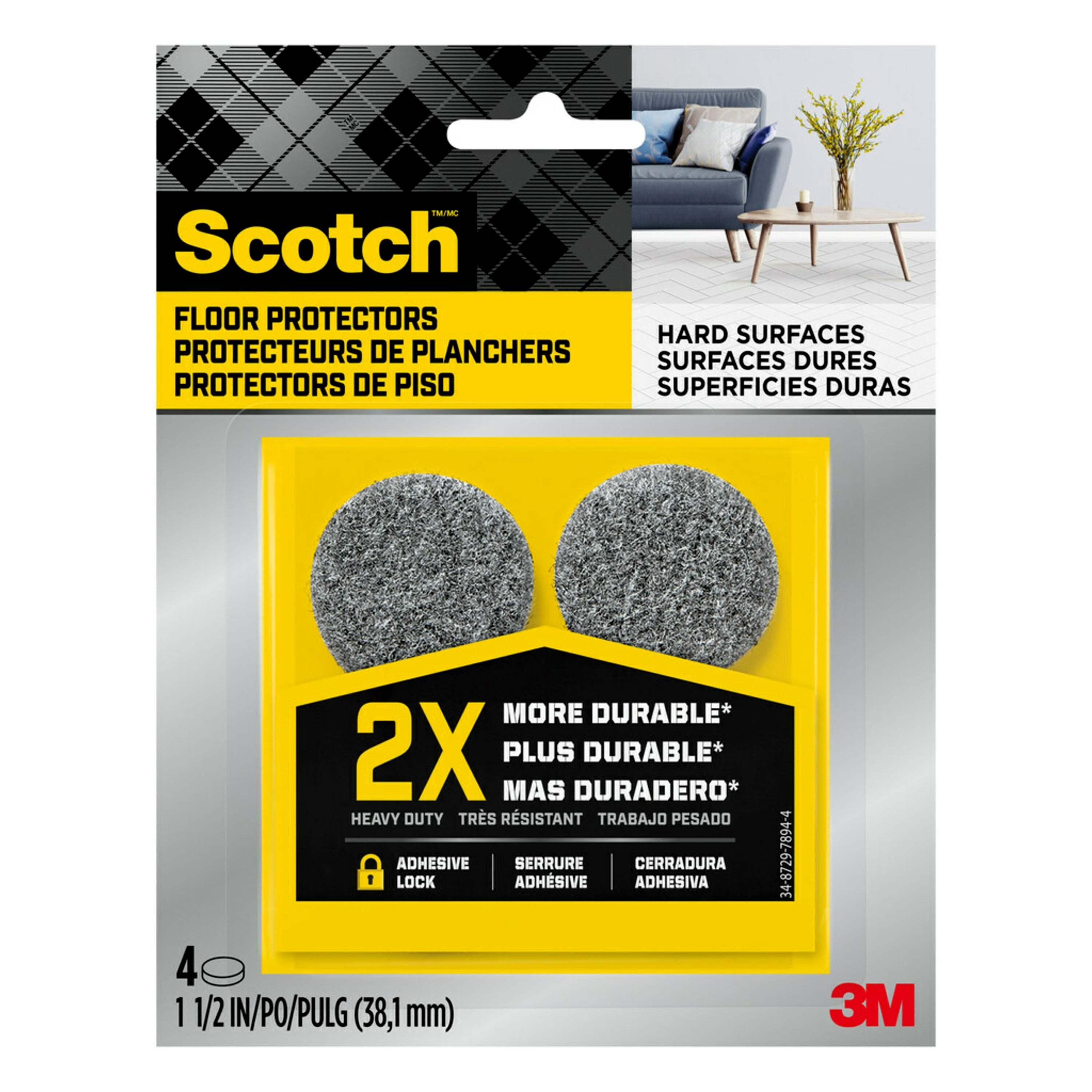 Gray Heavy Duty Round Felt Floor Pads, 1.5 inches, 4-Pack
