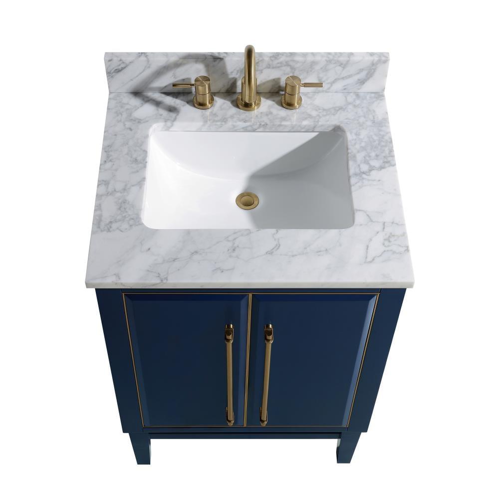 Navy Blue and Gold 25" Single Vanity with Marble Top