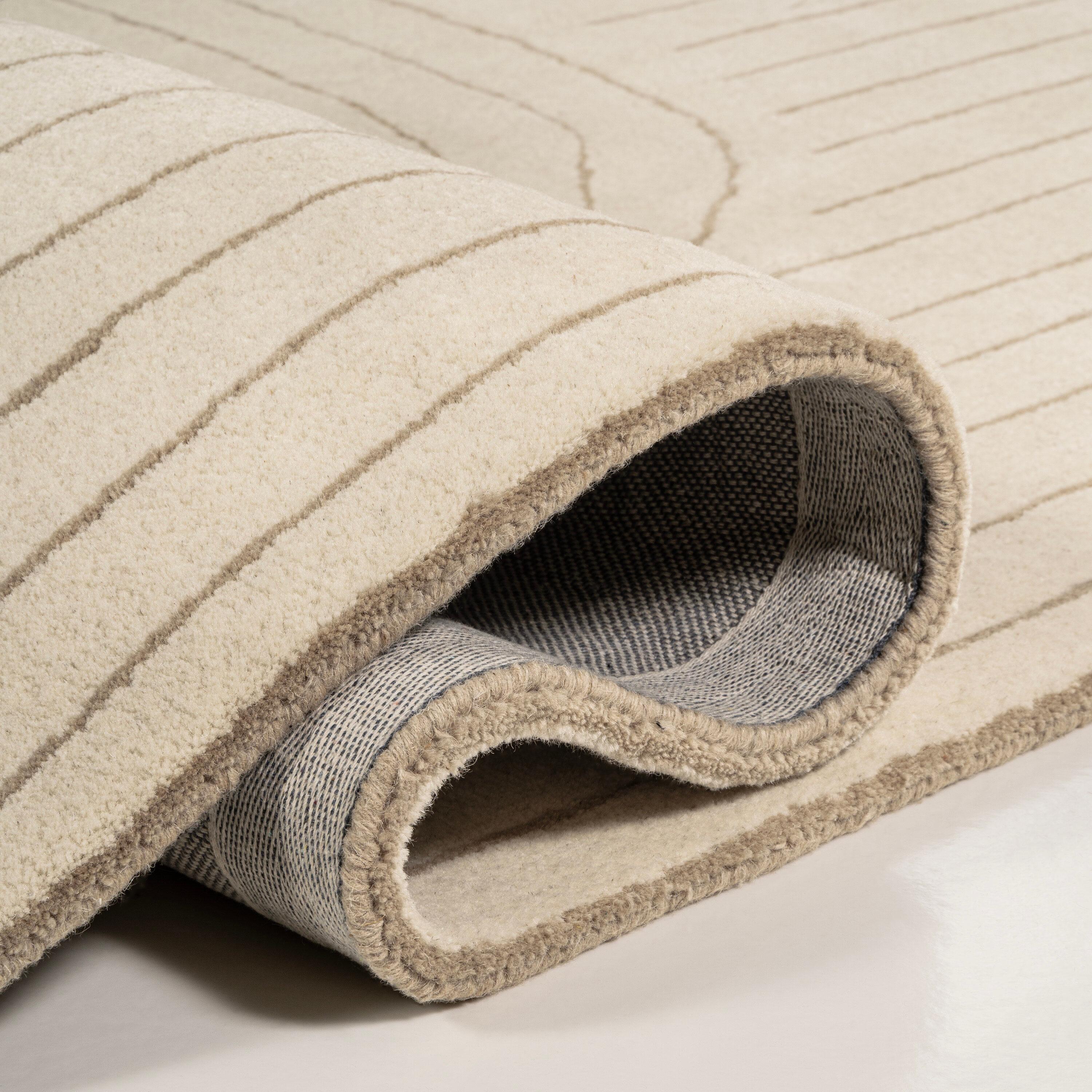 JONATHAN Y Retro Bohemian Abstract Striped Handwoven Wool Ivory/Beige 6 ft. x 9 ft. Area Rug