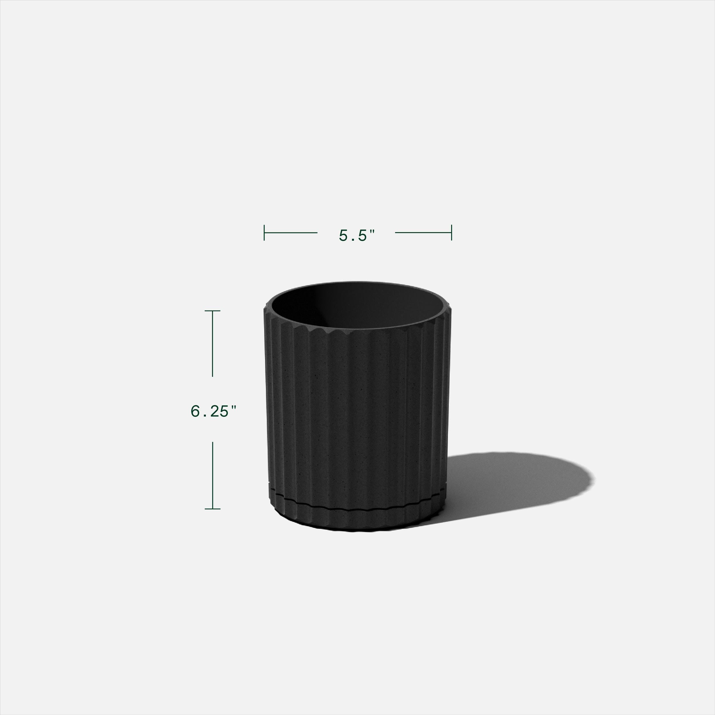 Veradek Mason Series Demi 6" Plastic-Stone Planter 2-Pack Black